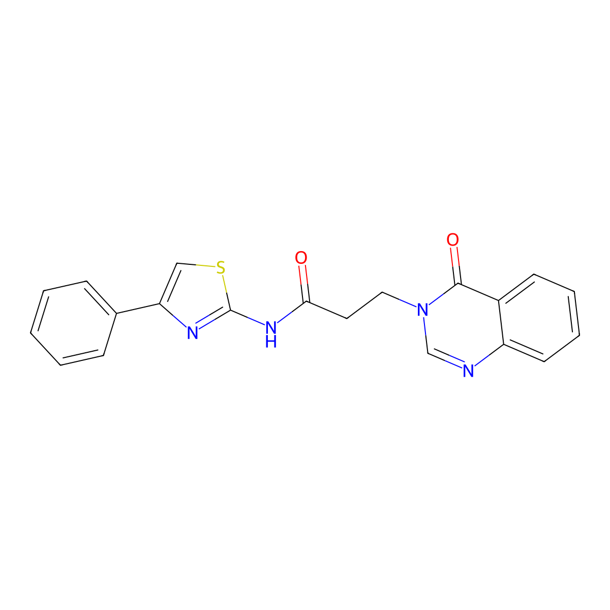 3-(4-oxoquinazolin-3-yl)-N-(4-phenyl-1,3-thiazol-2-yl)propanamide molecular structure, CAS 694462-69-6