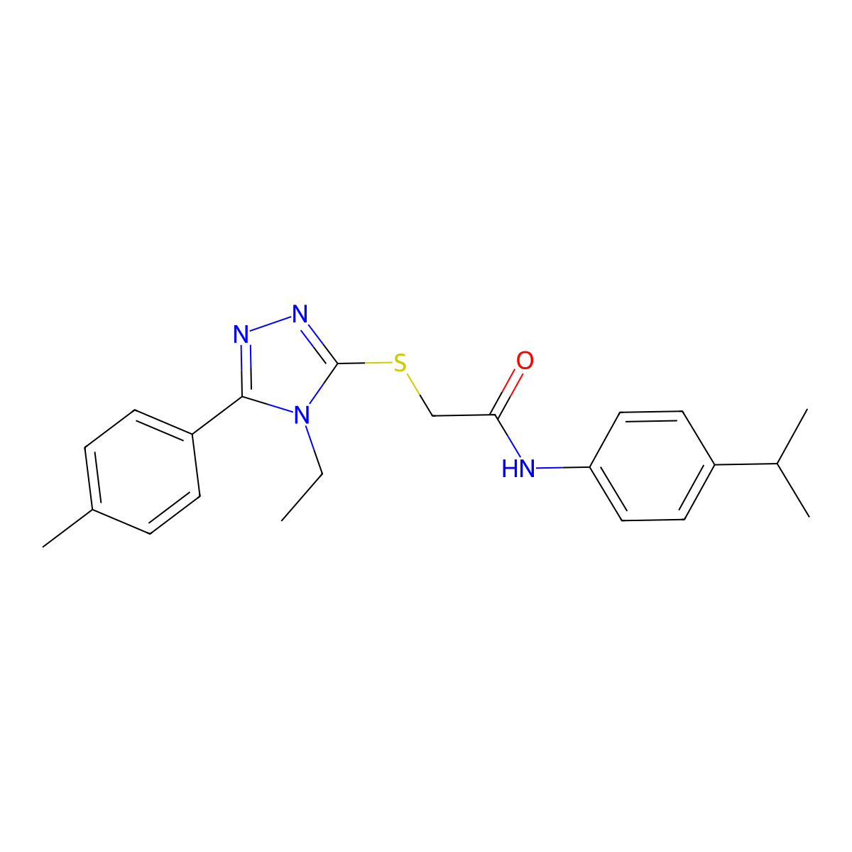 2-{[4-ethyl-5-(4-methylphenyl)-4H-1,2,4-triazol-3-yl]sulfanyl}-N-[4-(propan-2-yl)phenyl]acetamide molecular structure, CAS 694462-78-7