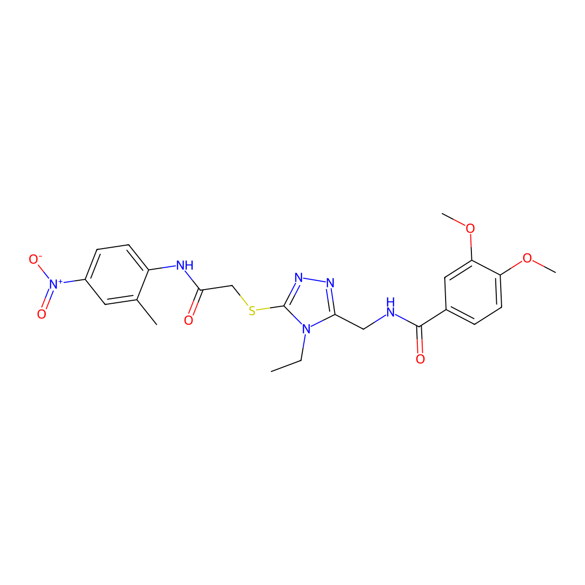 N-[[4-ethyl-5-[2-(2-methyl-4-nitroanilino)-2-oxoethyl]sulfanyl-1,2,4-triazol-3-yl]methyl]-3,4-dimethoxybenzamide molecular structure, CAS 694462-86-7