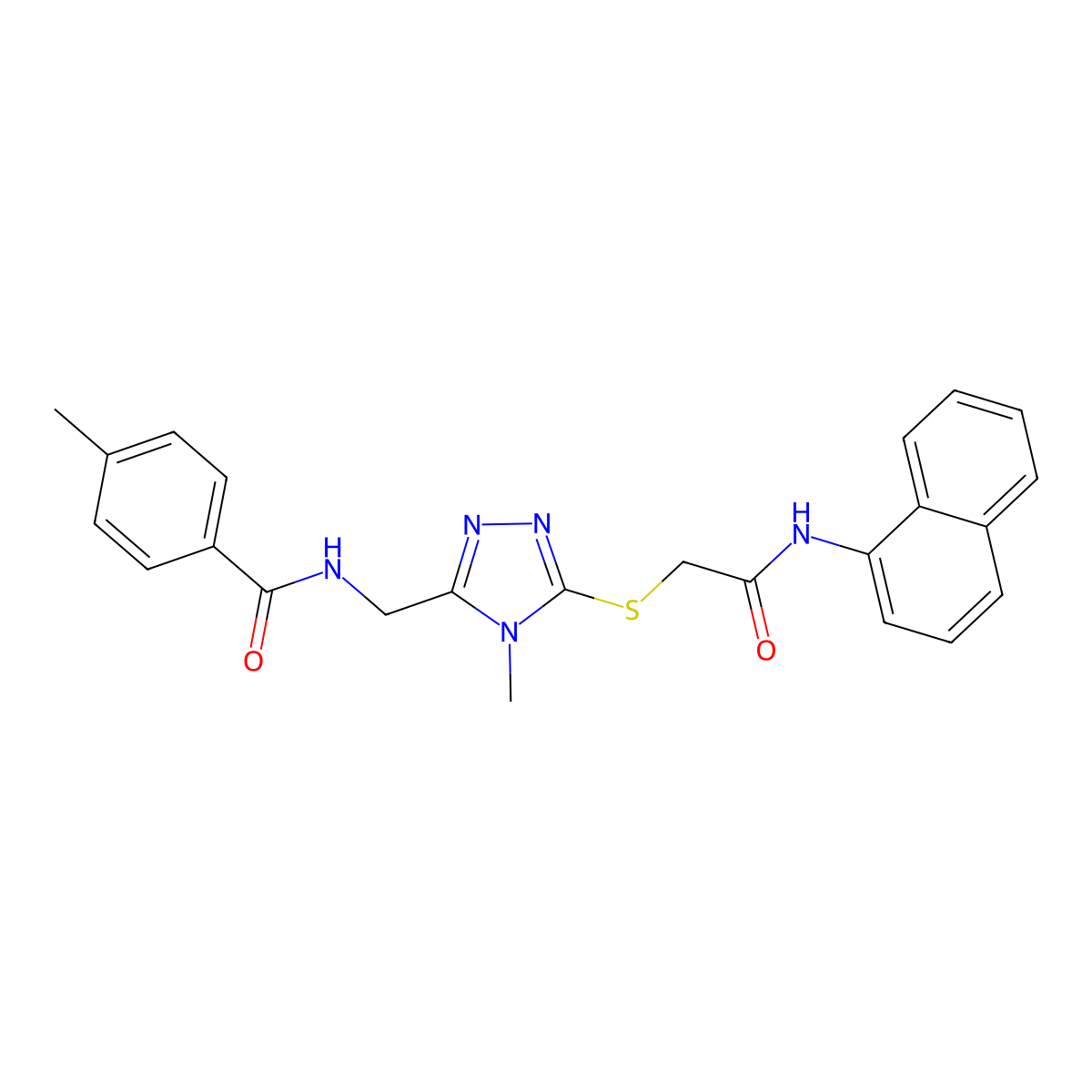 4-methyl-N-[[4-methyl-5-[2-(naphthalen-1-ylamino)-2-oxoethyl]sulfanyl-1,2,4-triazol-3-yl]methyl]benzamide molecular structure, CAS 694463-06-4