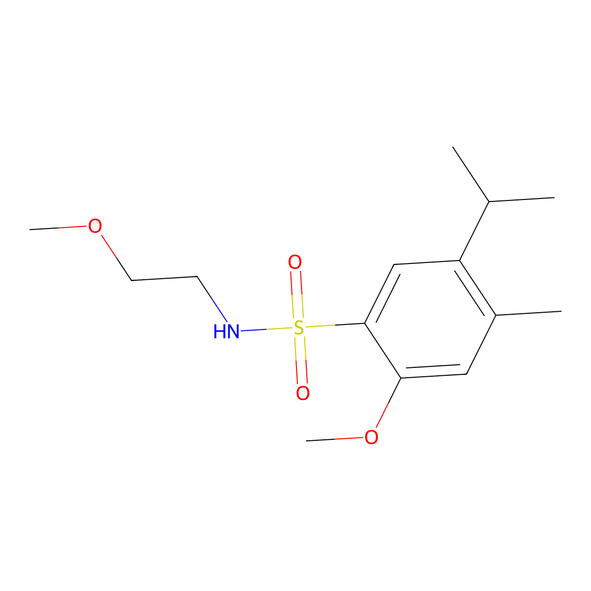 2-methoxy-N-(2-methoxyethyl)-4-methyl-5-propan-2-ylbenzenesulfonamide molecular structure, CAS 694463-07-5