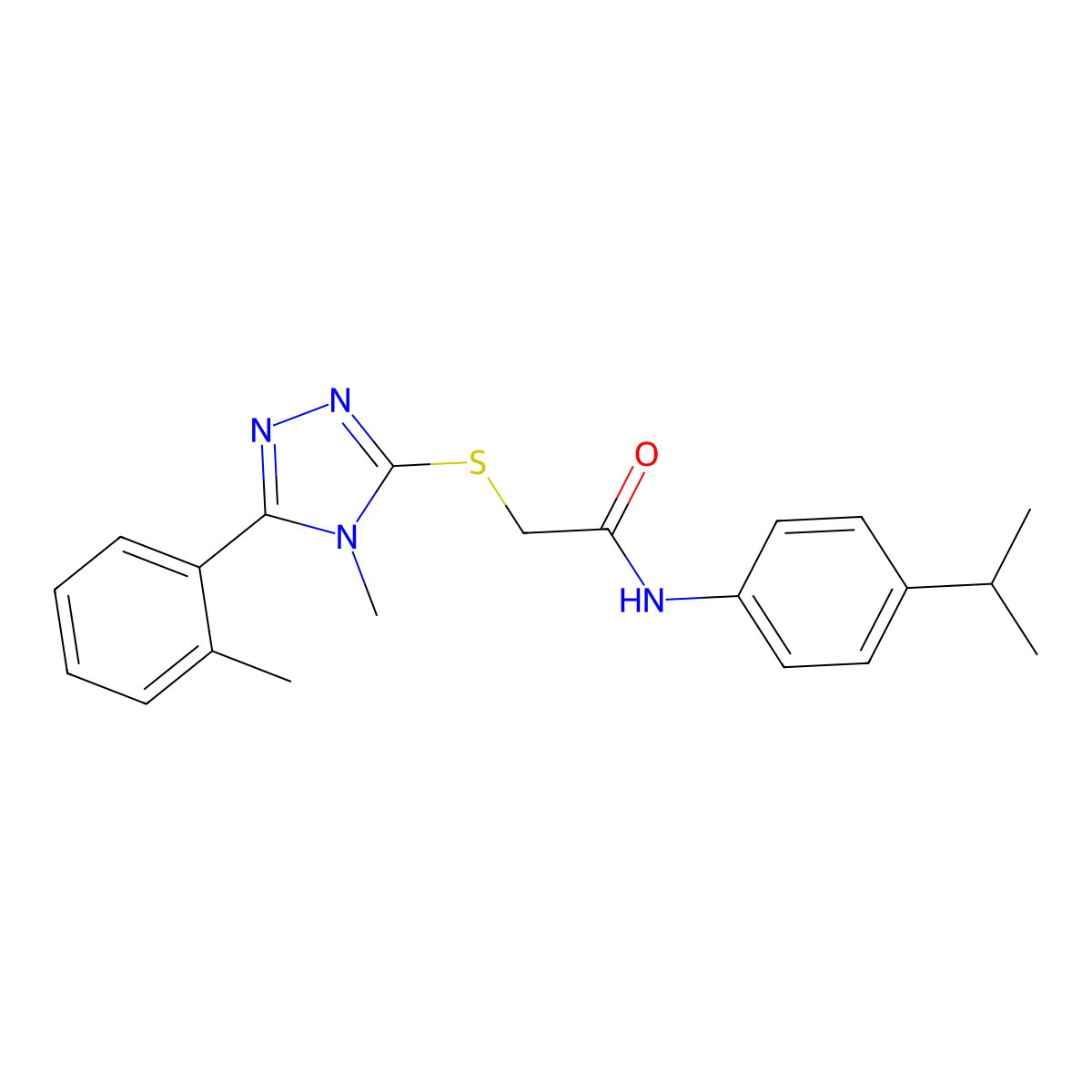 2-[[4-methyl-5-(2-methylphenyl)-1,2,4-triazol-3-yl]sulfanyl]-N-(4-propan-2-ylphenyl)acetamide molecular structure, CAS 694463-11-1