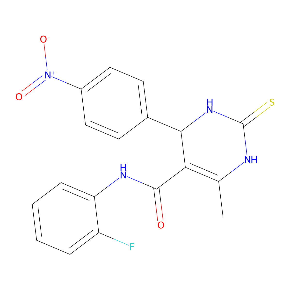 N-(2-fluorophenyl)-6-methyl-4-(4-nitrophenyl)-2-thioxo-1,2,3,4-tetrahydropyrimidine-5-carboxamide molecular structure, CAS 694463-19-9