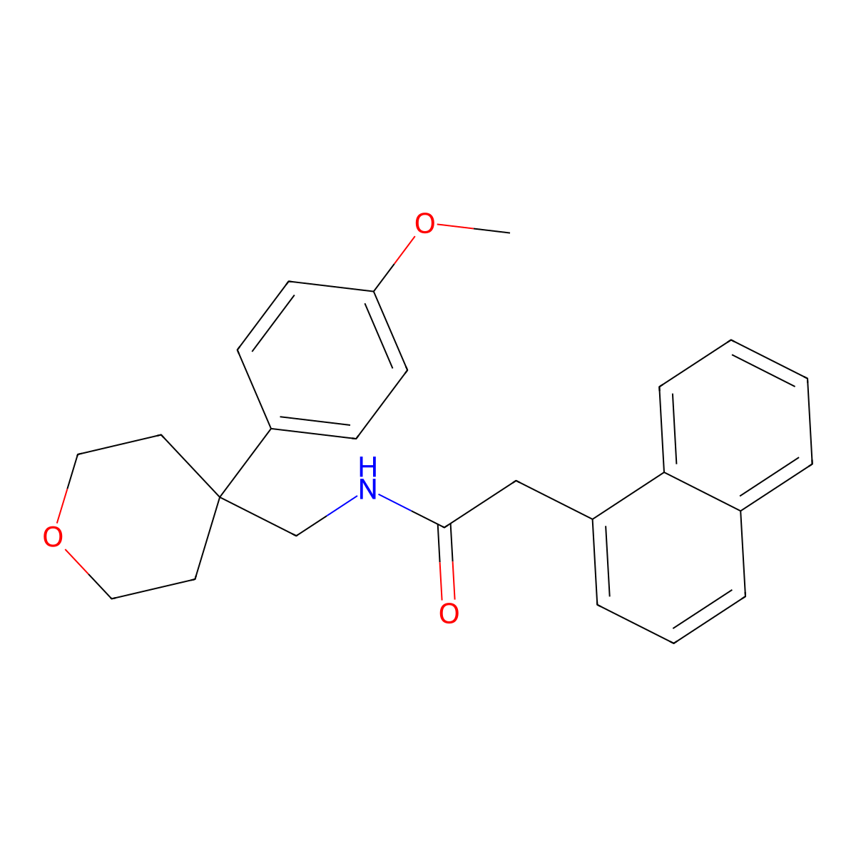 N-[[4-(4-methoxyphenyl)oxan-4-yl]methyl]-2-naphthalen-1-ylacetamide molecular structure, CAS 694463-21-3