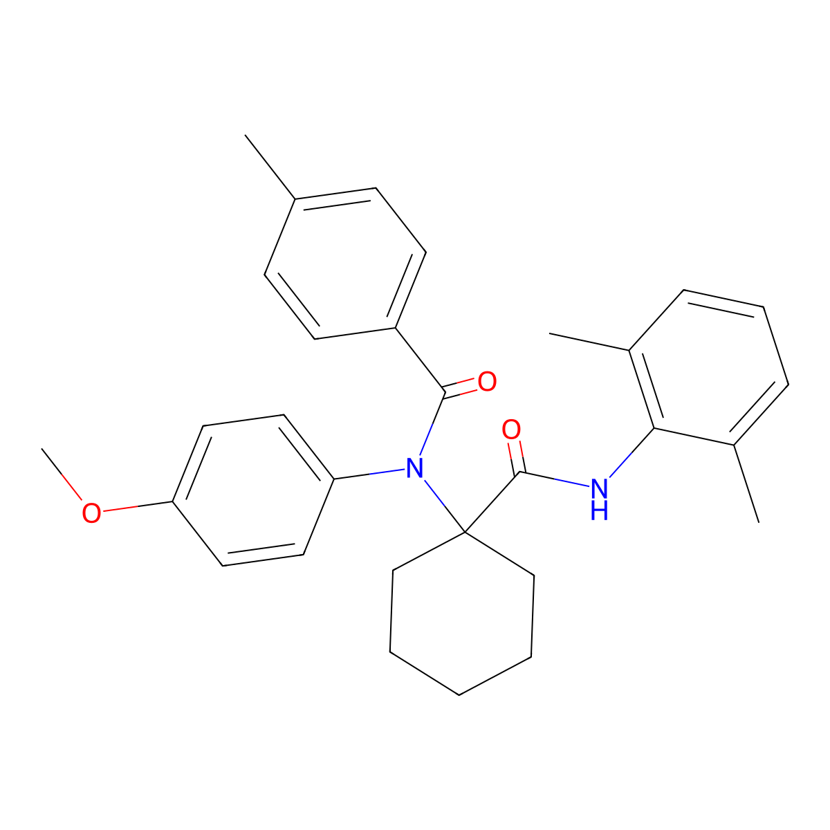 N-[1-[(2,6-dimethylphenyl)carbamoyl]cyclohexyl]-N-(4-methoxyphenyl)-4-methylbenzamide molecular structure, CAS 694463-32-6