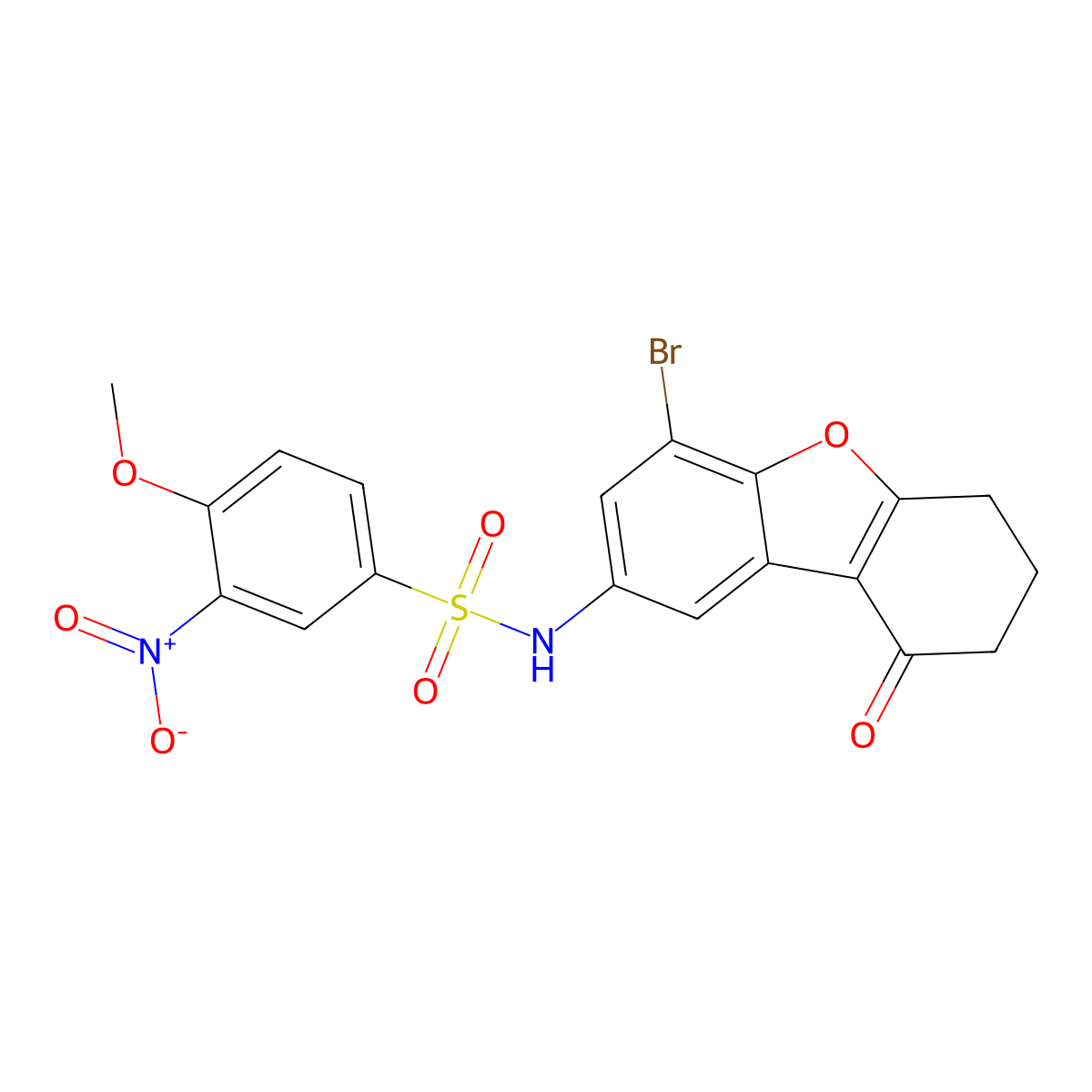 N-(4-bromo-9-oxo-7,8-dihydro-6H-dibenzofuran-2-yl)-4-methoxy-3-nitrobenzenesulfonamide molecular structure, CAS 694463-38-2