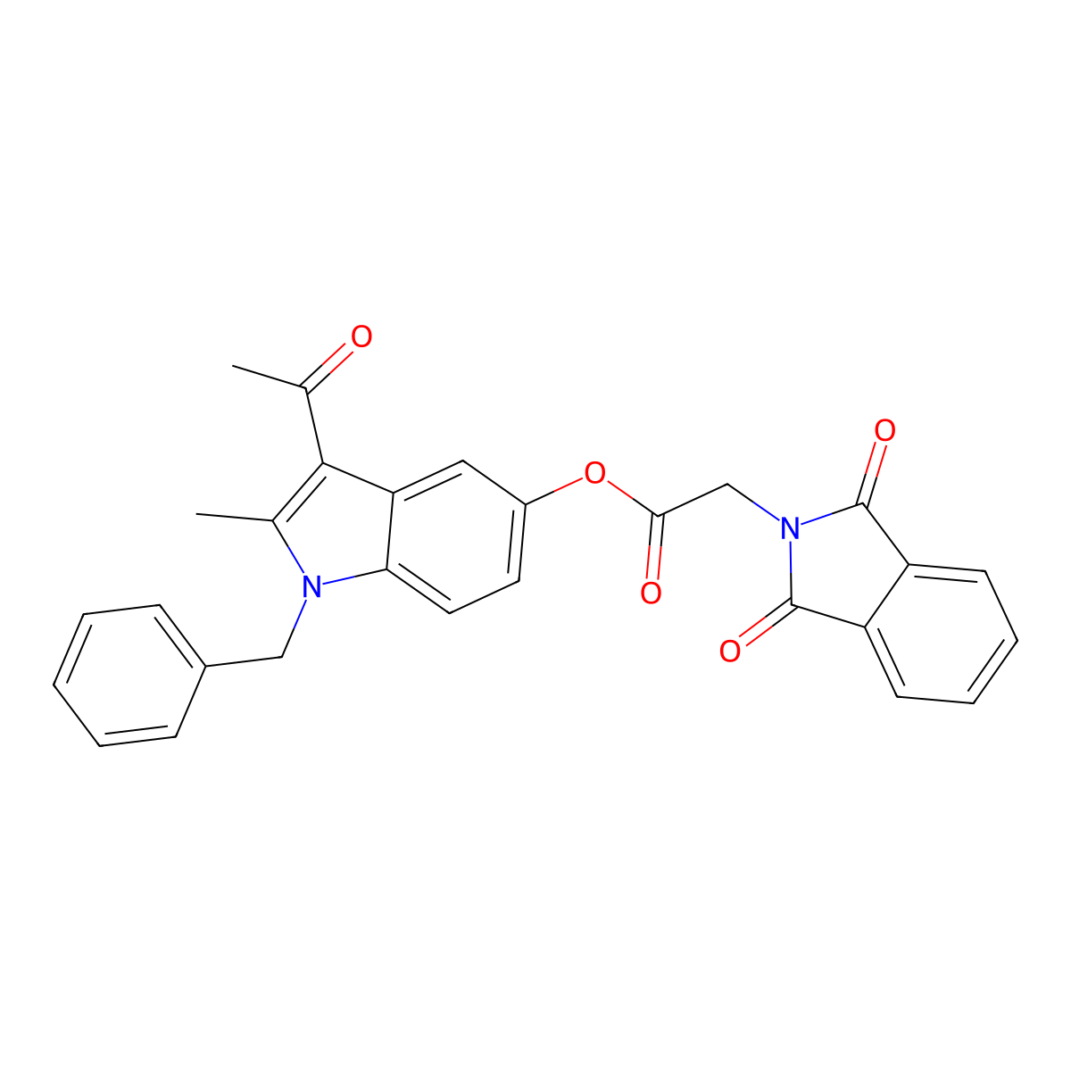 3-acetyl-1-benzyl-2-methyl-1H-indol-5-yl 2-(1,3-dioxoisoindolin-2-yl)acetate molecular structure, CAS 694463-57-5