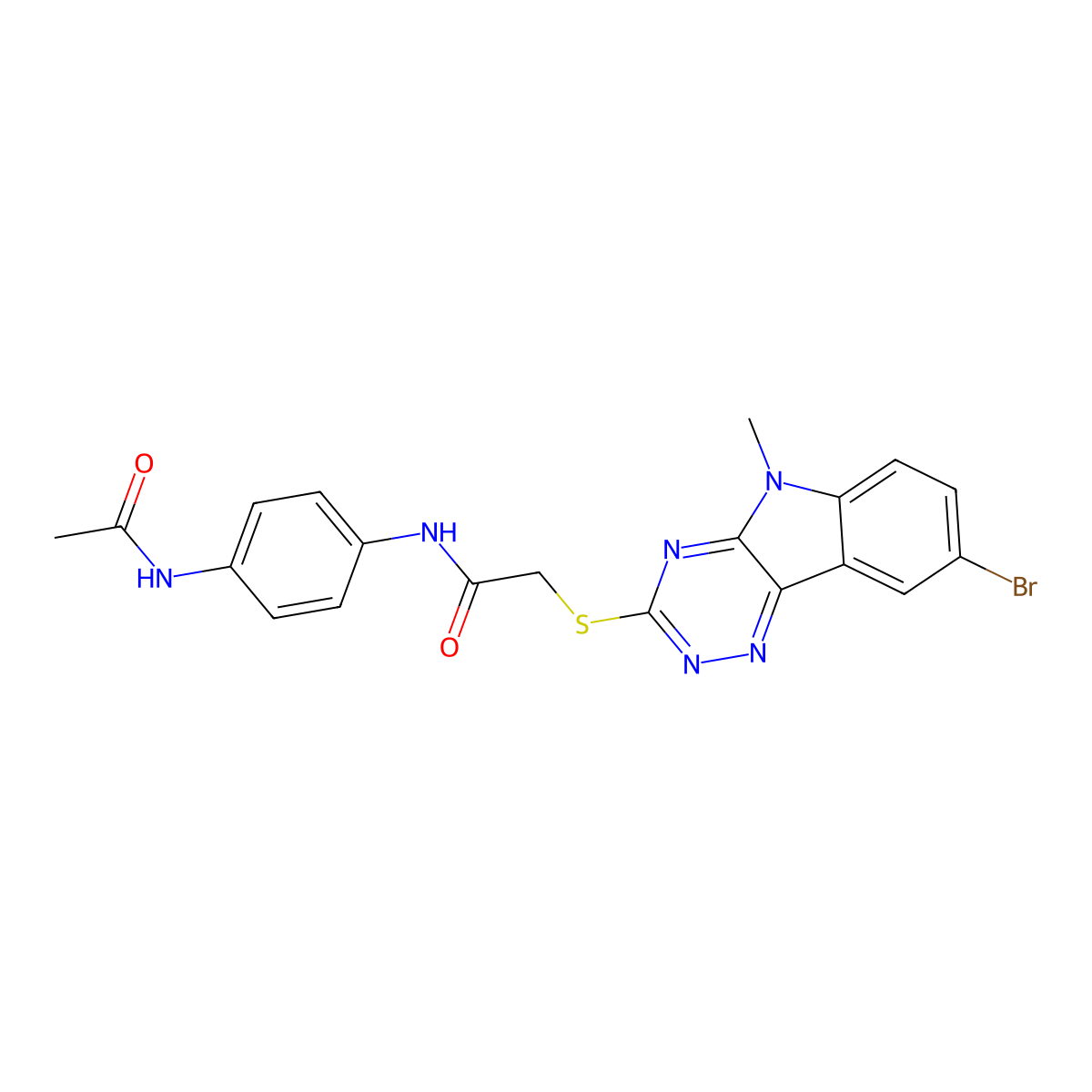 N-(4-acetamidophenyl)-2-[(8-bromo-5-methyl-[1,2,4]triazino[5,6-b]indol-3-yl)sulfanyl]acetamide molecular structure, CAS 694463-63-3