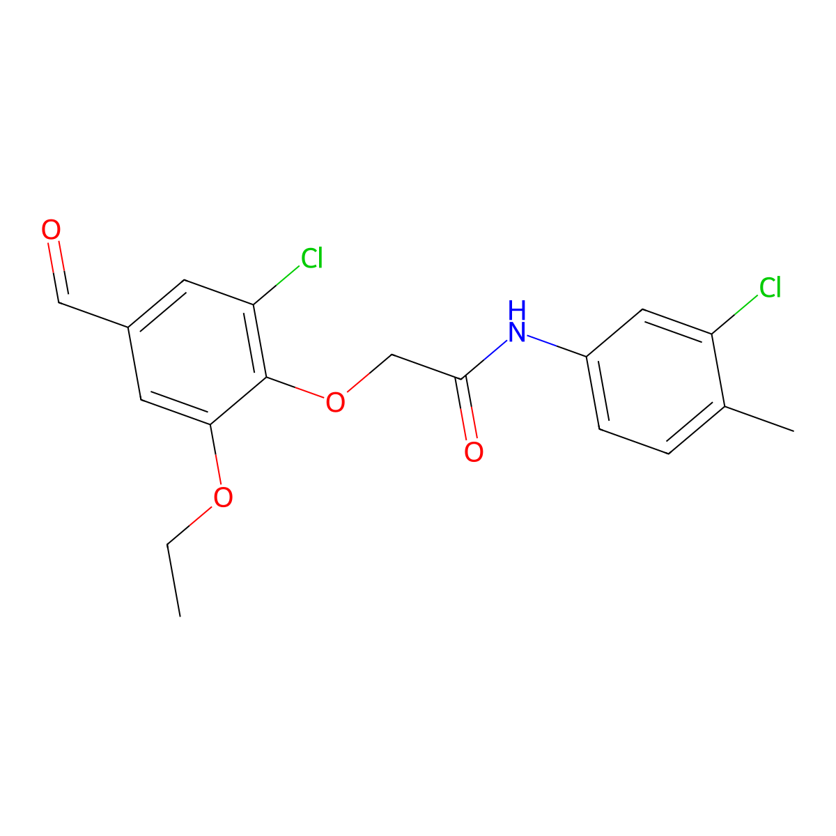 2-(2-chloro-6-ethoxy-4-formylphenoxy)-N-(3-chloro-4-methylphenyl)acetamide molecular structure, CAS 694463-65-5