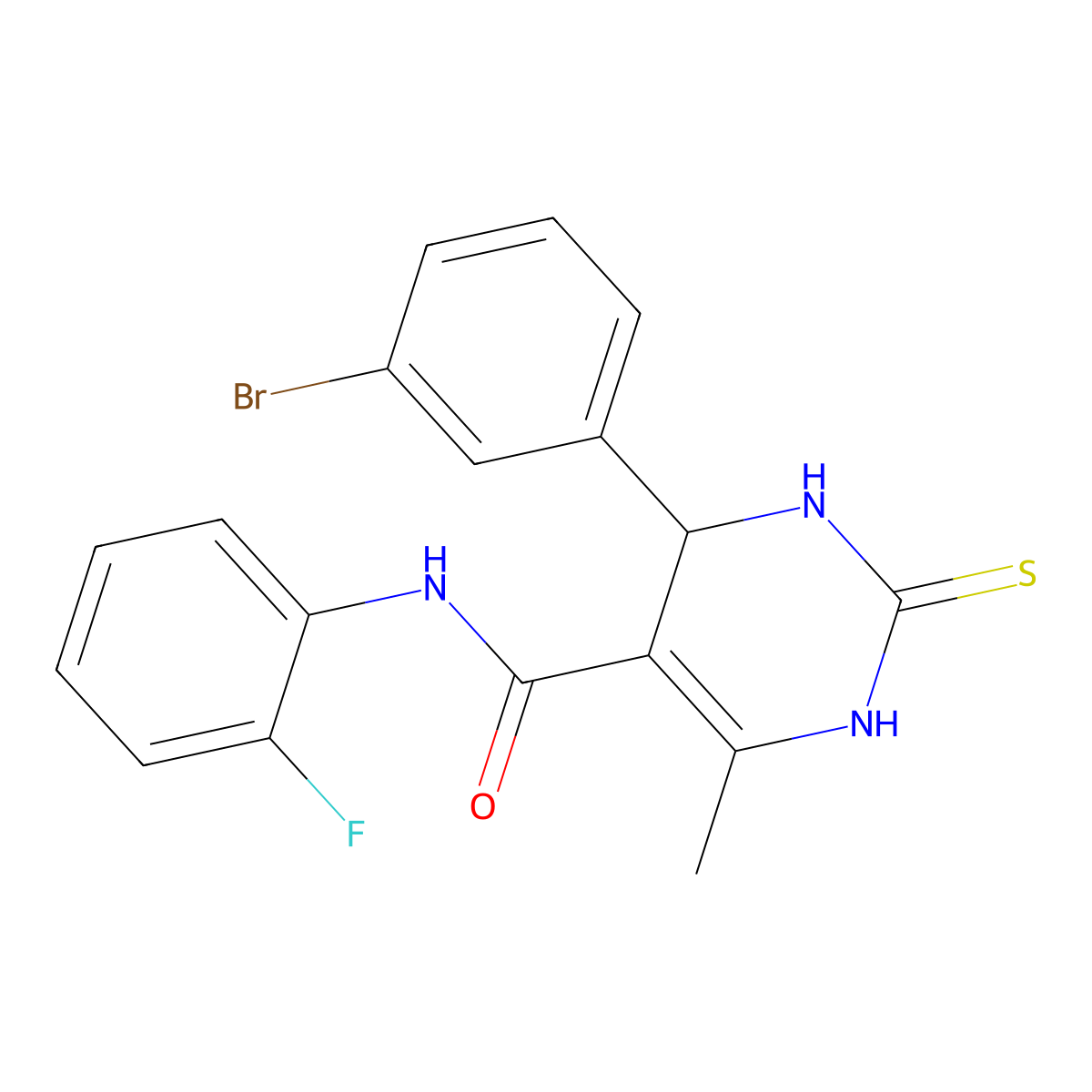 4-(3-bromophenyl)-N-(2-fluorophenyl)-6-methyl-2-sulfanylidene-3,4-dihydro-1H-pyrimidine-5-carboxamide molecular structure, CAS 694463-85-9