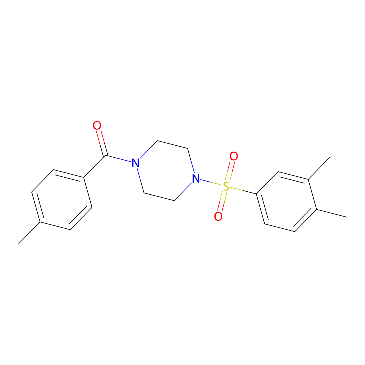 1-(3,4-Dimethylbenzenesulfonyl)-4-(4-methylbenzoyl)piperazine molecular structure, CAS 694463-88-2