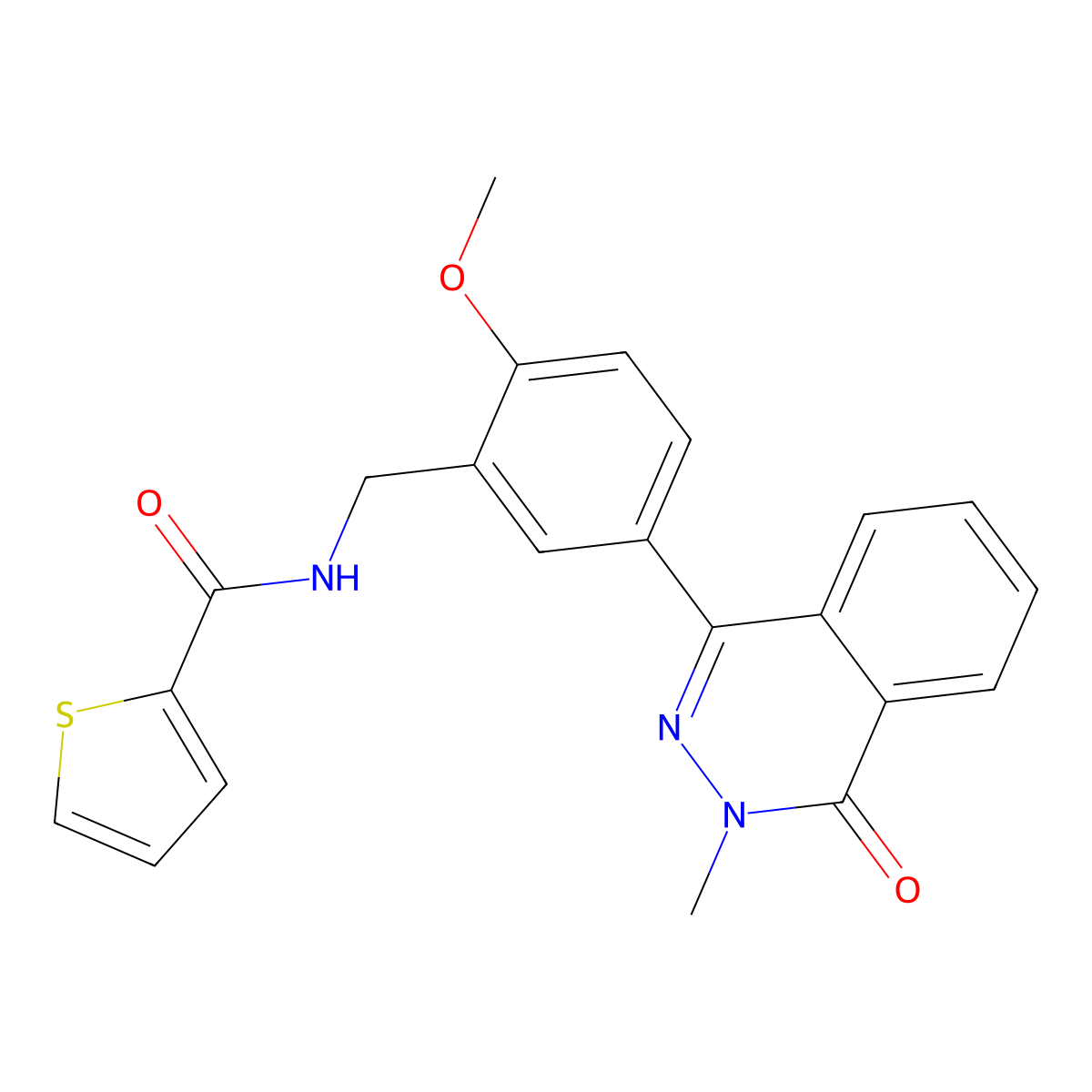 N-[[2-methoxy-5-(3-methyl-4-oxophthalazin-1-yl)phenyl]methyl]thiophene-2-carboxamide molecular structure, CAS 694464-03-4