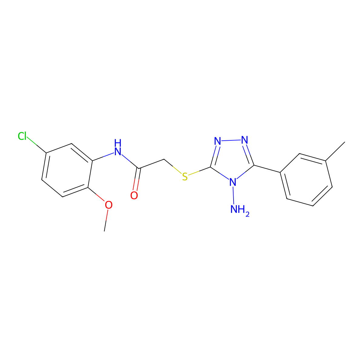 2-{[4-amino-5-(3-methylphenyl)-4H-1,2,4-triazol-3-yl]sulfanyl}-N-(5-chloro-2-methoxyphenyl)acetamide molecular structure, CAS 694464-06-7