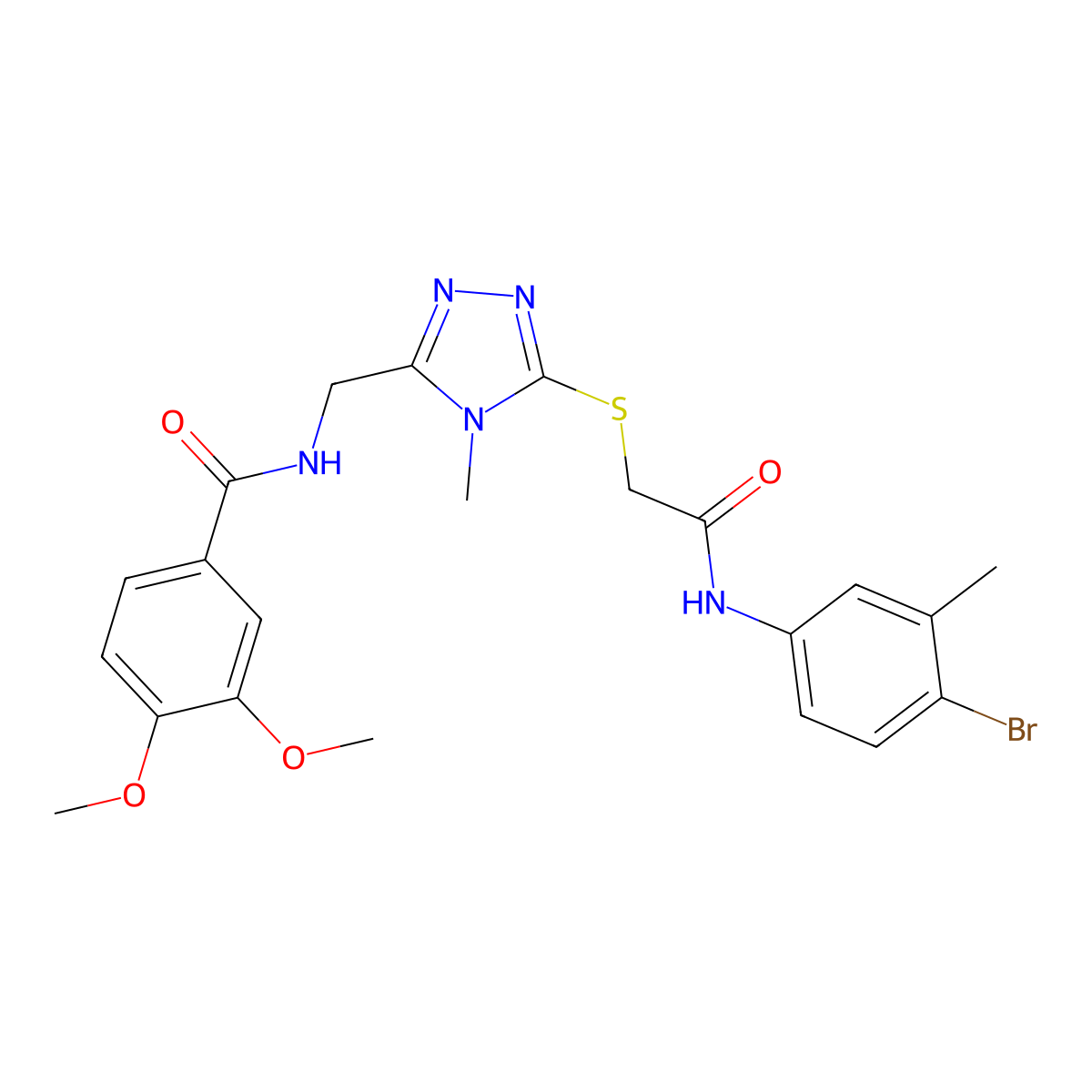 N-[[5-[2-(4-bromo-3-methylanilino)-2-oxoethyl]sulfanyl-4-methyl-1,2,4-triazol-3-yl]methyl]-3,4-dimethoxybenzamide molecular structure, CAS 694465-28-6
