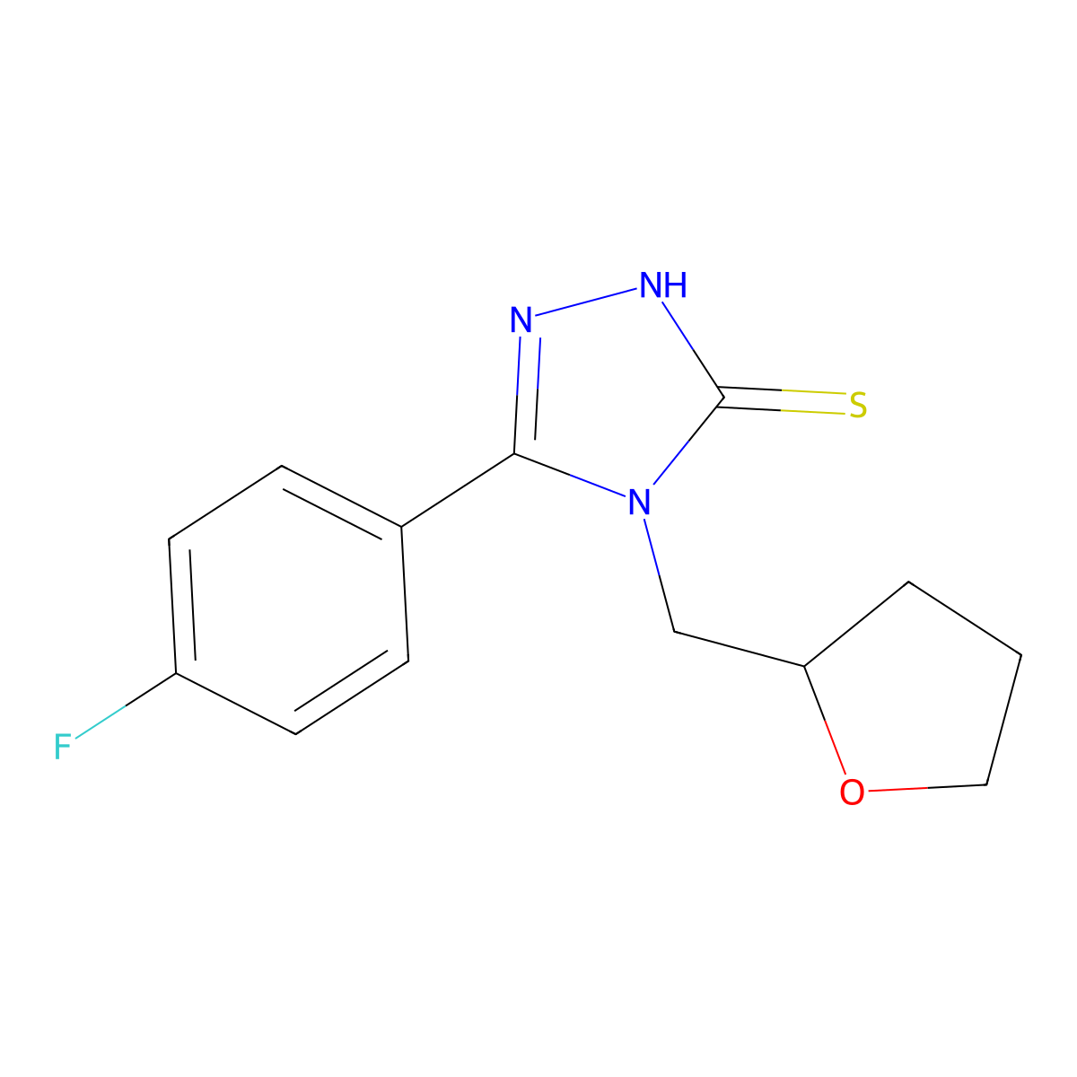 5-(4-fluorophenyl)-4-(oxolan-2-ylmethyl)-4H-1,2,4-triazole-3-thiol molecular structure, CAS 694465-31-1