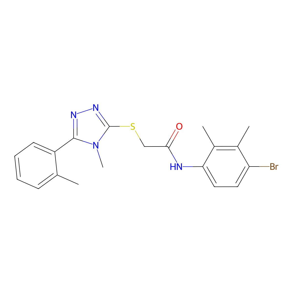 N-(4-bromo-2,3-dimethylphenyl)-2-[[4-methyl-5-(2-methylphenyl)-1,2,4-triazol-3-yl]sulfanyl]acetamide molecular structure, CAS 694465-36-6