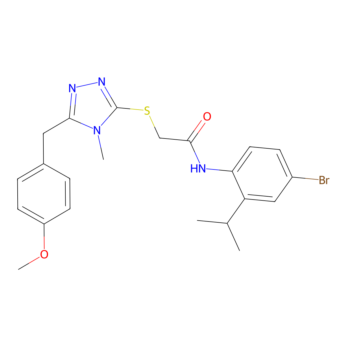 N-(4-bromo-2-propan-2-ylphenyl)-2-[[5-[(4-methoxyphenyl)methyl]-4-methyl-1,2,4-triazol-3-yl]sulfanyl]acetamide molecular structure, CAS 694465-37-7