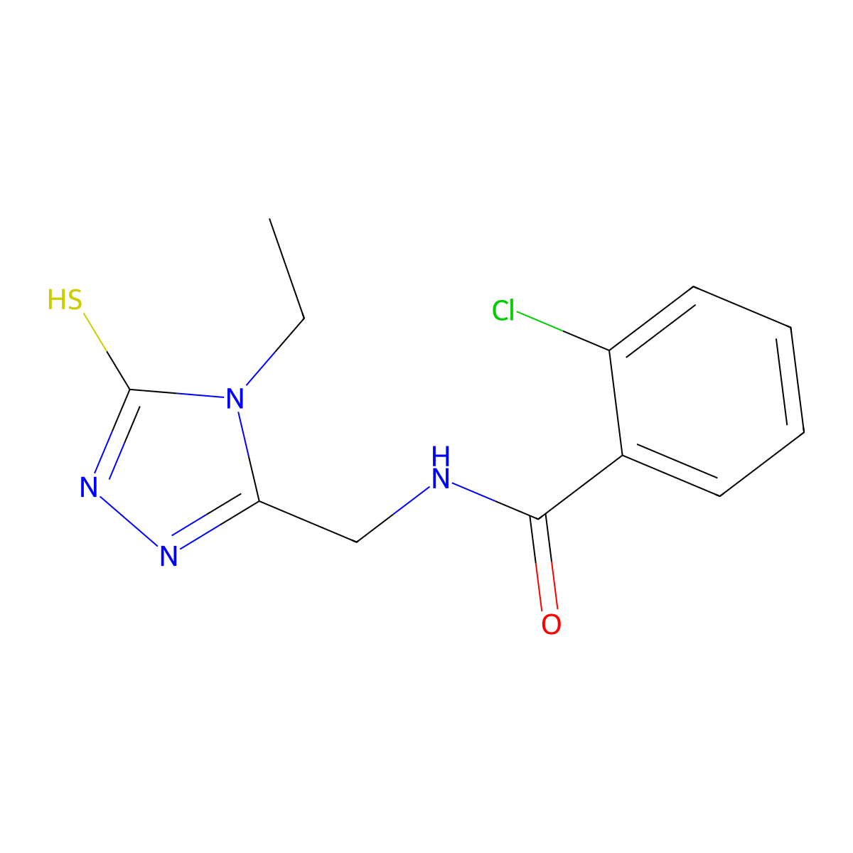 2-chloro-N-[(4-ethyl-5-sulfanyl-4H-1,2,4-triazol-3-yl)methyl]benzamide molecular structure, CAS 694465-49-1