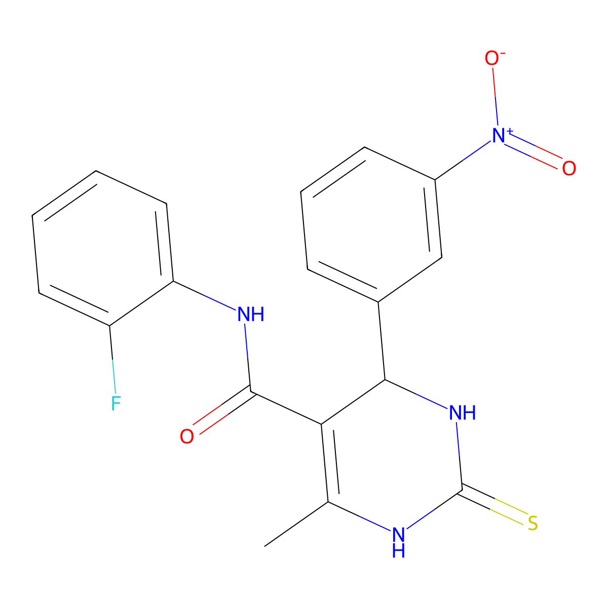 N-(2-fluorophenyl)-6-methyl-4-(3-nitrophenyl)-2-sulfanylidene-3,4-dihydro-1H-pyrimidine-5-carboxamide molecular structure, CAS 694465-69-5