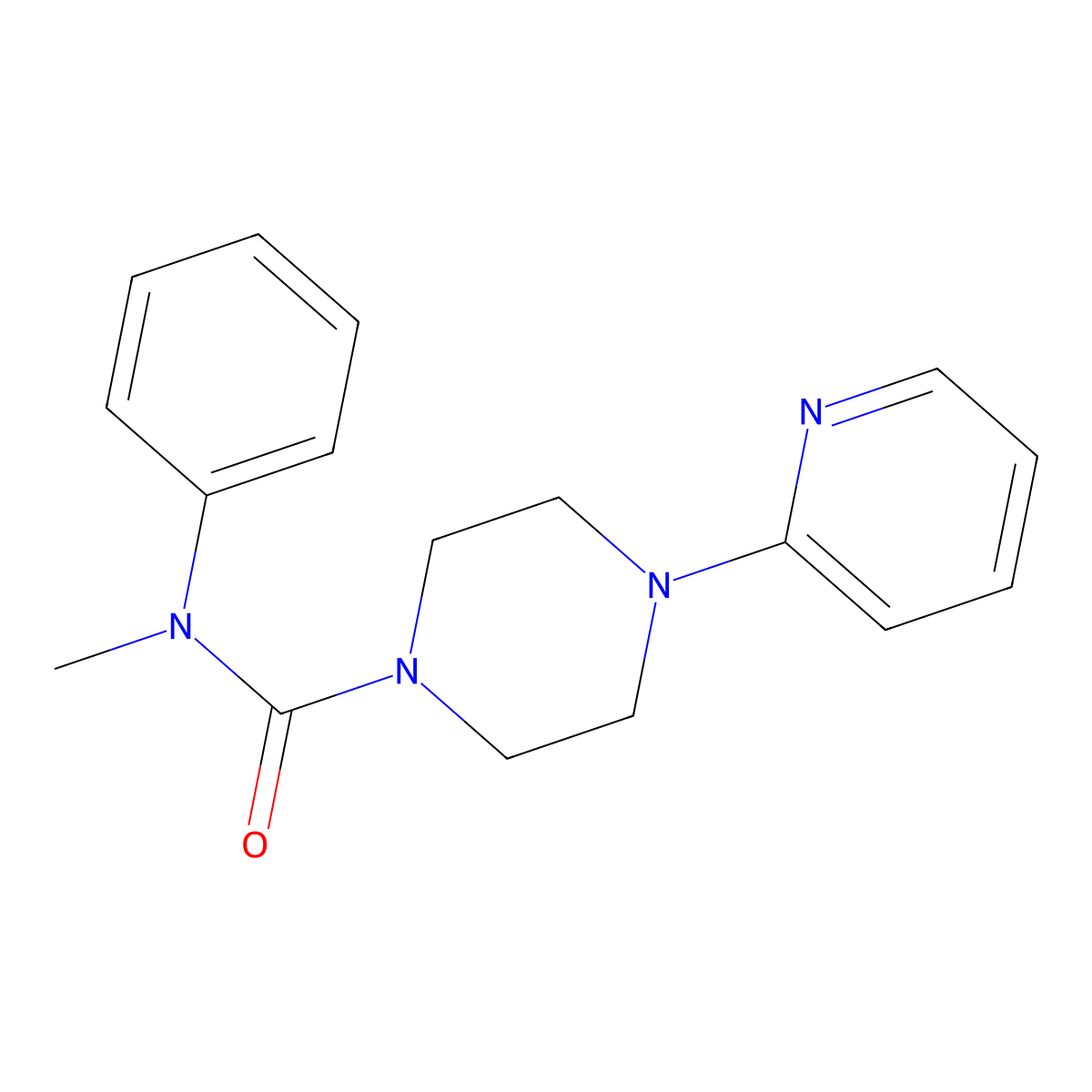 N-methyl-N-phenyl-4-(2-pyridinyl)-1-piperazinecarboxamide molecular structure, CAS 694465-74-2