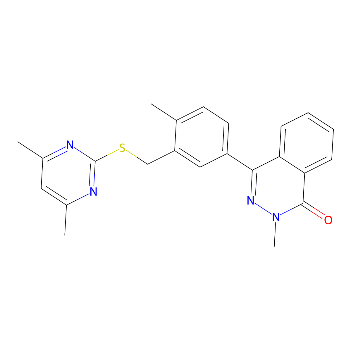 4-[3-[(4,6-Dimethylpyrimidin-2-yl)sulfanylmethyl]-4-methylphenyl]-2-methylphthalazin-1-one molecular structure, CAS 694465-97-9