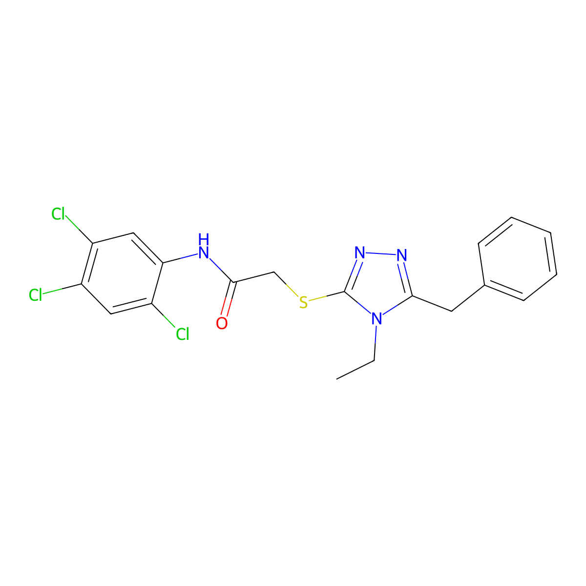 2-[(5-benzyl-4-ethyl-1,2,4-triazol-3-yl)sulfanyl]-N-(2,4,5-trichlorophenyl)acetamide molecular structure, CAS 694466-03-0