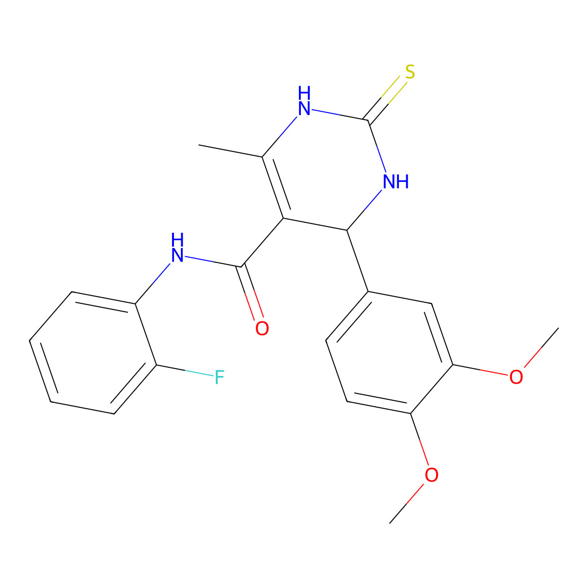 4-(3,4-dimethoxyphenyl)-N-(2-fluorophenyl)-6-methyl-2-sulfanylidene-3,4-dihydro-1H-pyrimidine-5-carboxamide molecular structure, CAS 694466-10-9