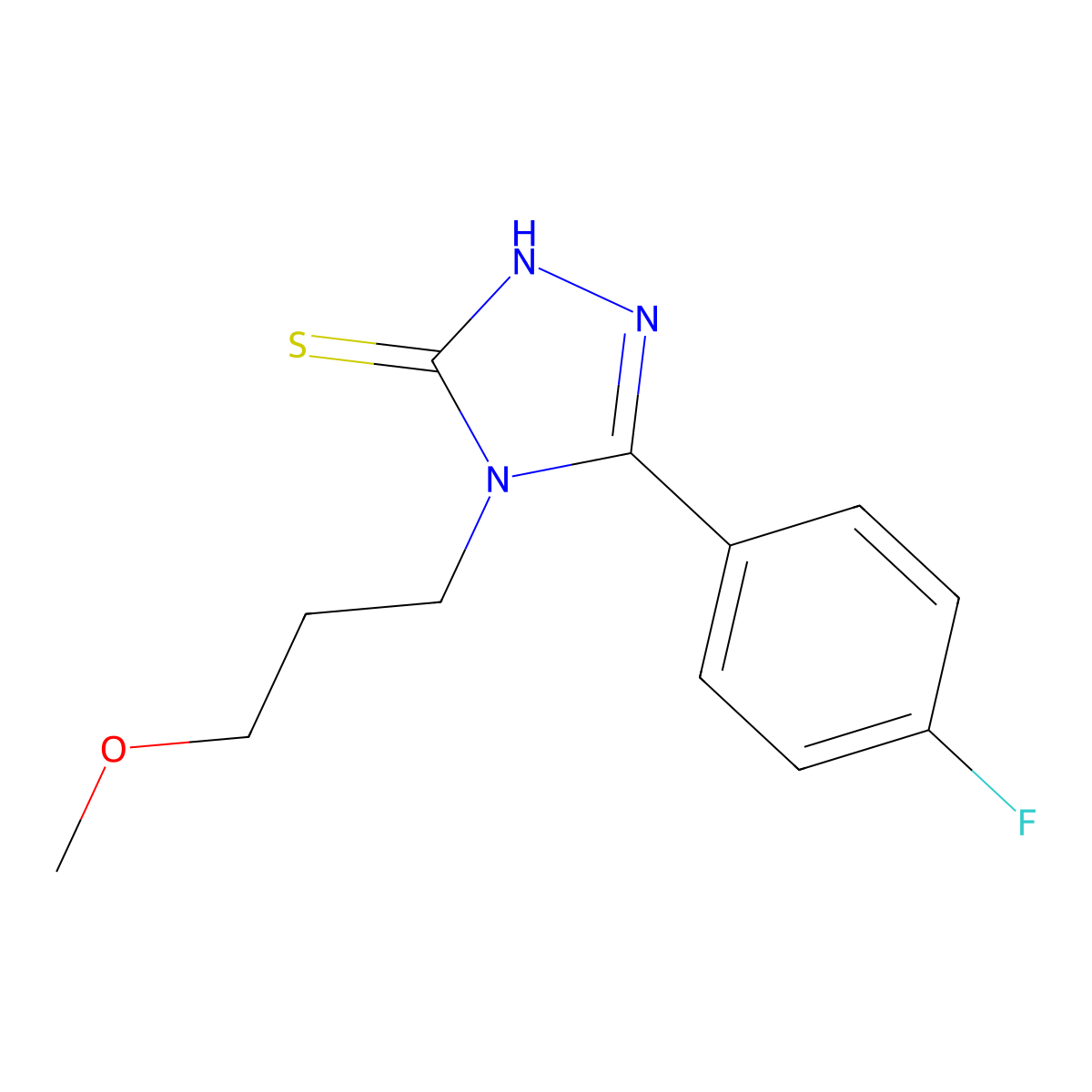 3-(4-fluorophenyl)-4-(3-methoxypropyl)-1H-1,2,4-triazole-5(4H)-thione molecular structure, CAS 694466-30-3