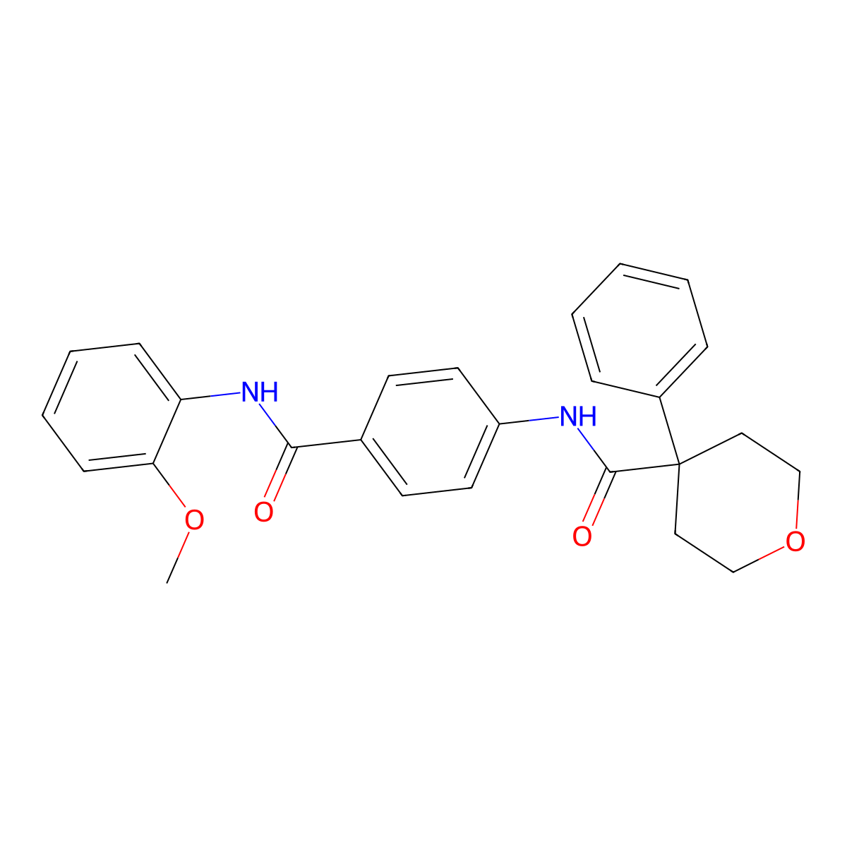 N-[4-[(2-methoxyphenyl)carbamoyl]phenyl]-4-phenyloxane-4-carboxamide molecular structure, CAS 694466-35-8