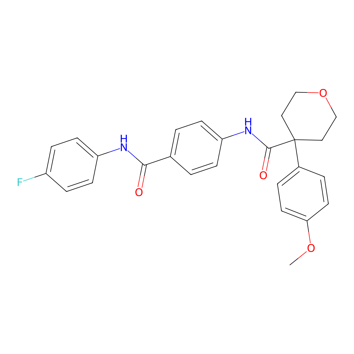 N-[4-[(4-fluorophenyl)carbamoyl]phenyl]-4-(4-methoxyphenyl)oxane-4-carboxamide molecular structure, CAS 694466-38-1