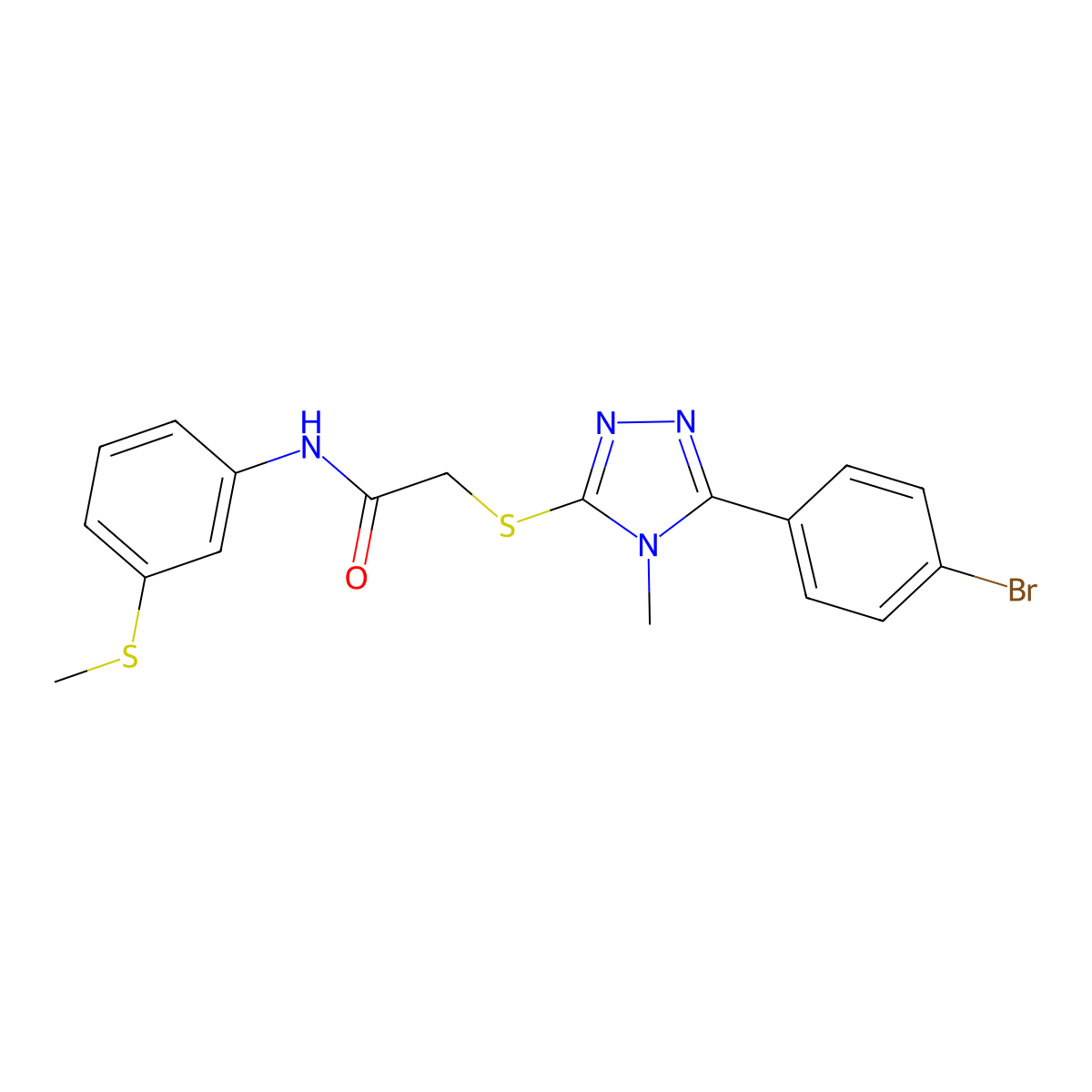2-{[5-(4-bromophenyl)-4-methyl-4H-1,2,4-triazol-3-yl]sulfanyl}-N-[3-(methylsulfanyl)phenyl]acetamide molecular structure, CAS 694466-40-5