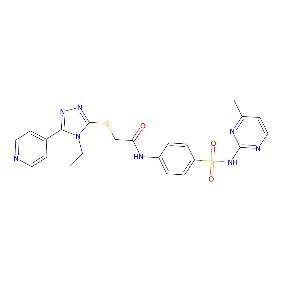 2-[(4-ethyl-5-pyridin-4-yl-1,2,4-triazol-3-yl)sulfanyl]-N-[4-[(4-methylpyrimidin-2-yl)sulfamoyl]phenyl]acetamide molecular structure, CAS 694466-45-0