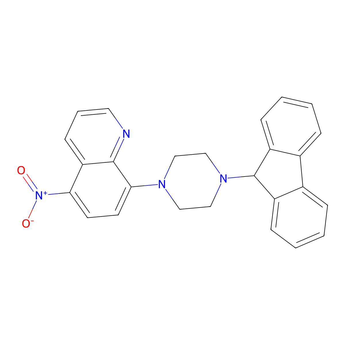 8-[4-(9H-fluoren-9-yl)piperazin-1-yl]-5-nitroquinoline molecular structure, CAS 694466-55-2