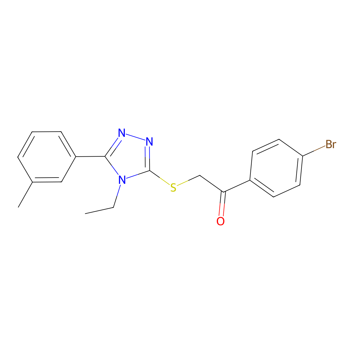 1-(4-Bromophenyl)-2-[[4-ethyl-5-(3-methylphenyl)-1,2,4-triazol-3-yl]sulfanyl]ethanone molecular structure, CAS 694466-60-9