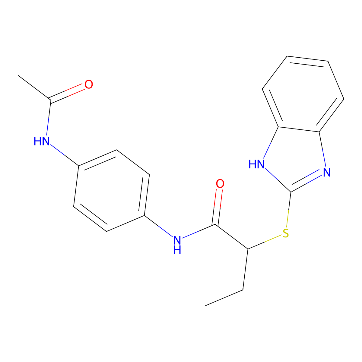 N-(4-acetamidophenyl)-2-(1H-benzimidazol-2-ylsulfanyl)butanamide molecular structure, CAS 694466-66-5