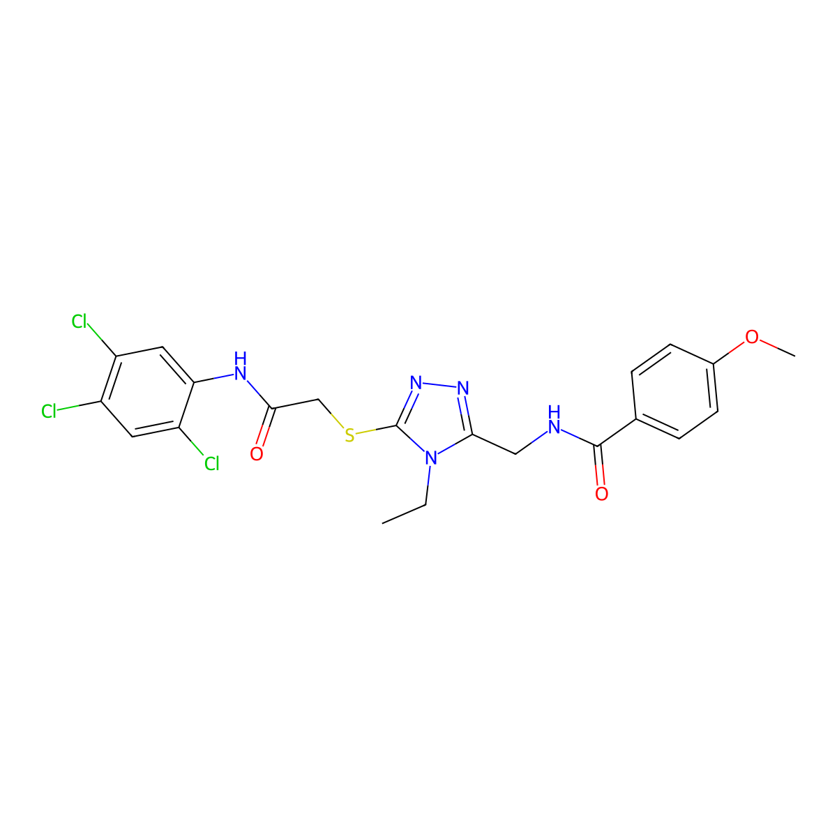 N-[[4-ethyl-5-[2-oxo-2-(2,4,5-trichloroanilino)ethyl]sulfanyl-1,2,4-triazol-3-yl]methyl]-4-methoxybenzamide molecular structure, CAS 694466-68-7