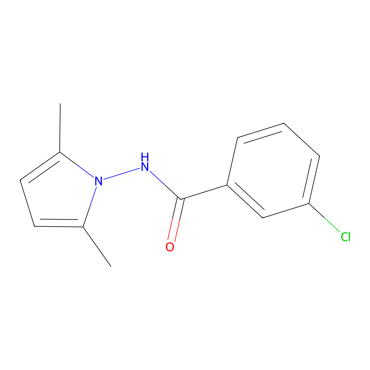 3-chloro-N-(2,5-dimethyl-1H-pyrrol-1-yl)benzamide molecular structure, CAS 694466-75-6