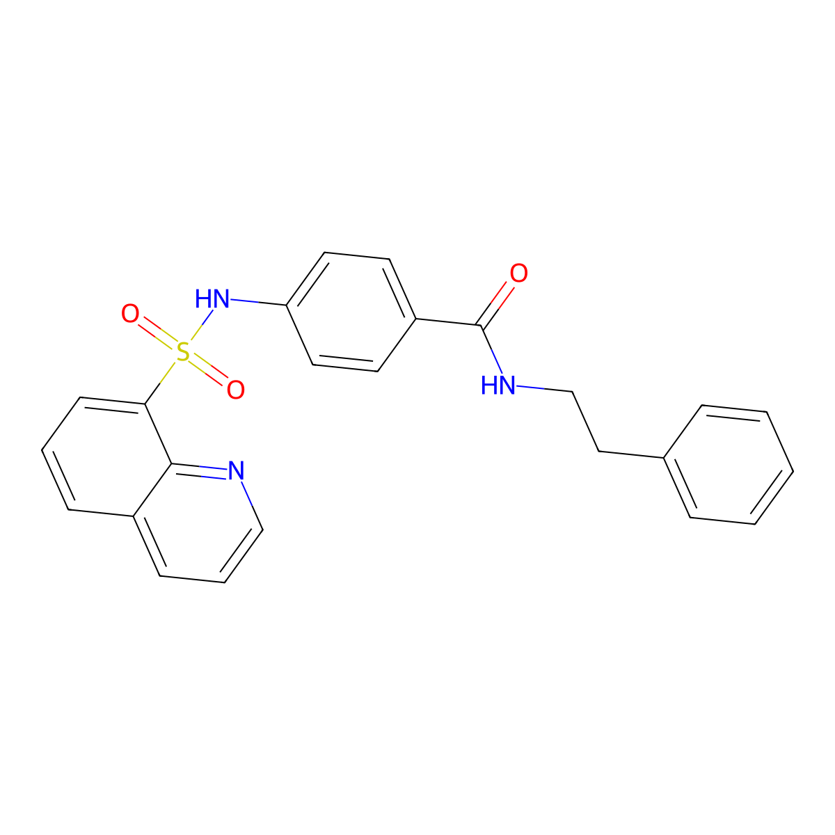 N-(2-phenylethyl)-4-[(quinolin-8-ylsulfonyl)amino]benzamide molecular structure, CAS 694466-78-9