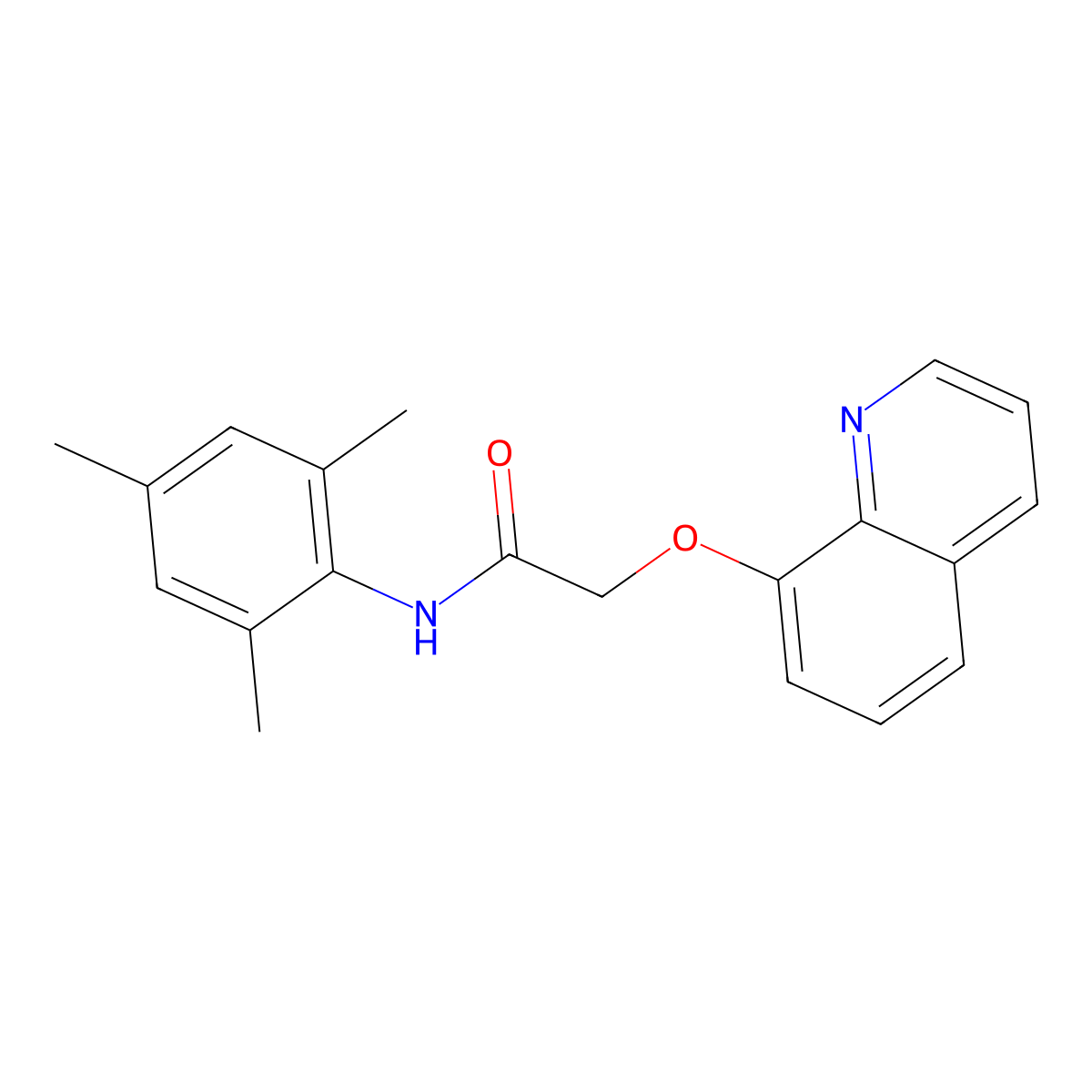 2-quinolin-8-yloxy-N-(2,4,6-trimethylphenyl)acetamide molecular structure, CAS 694466-83-6