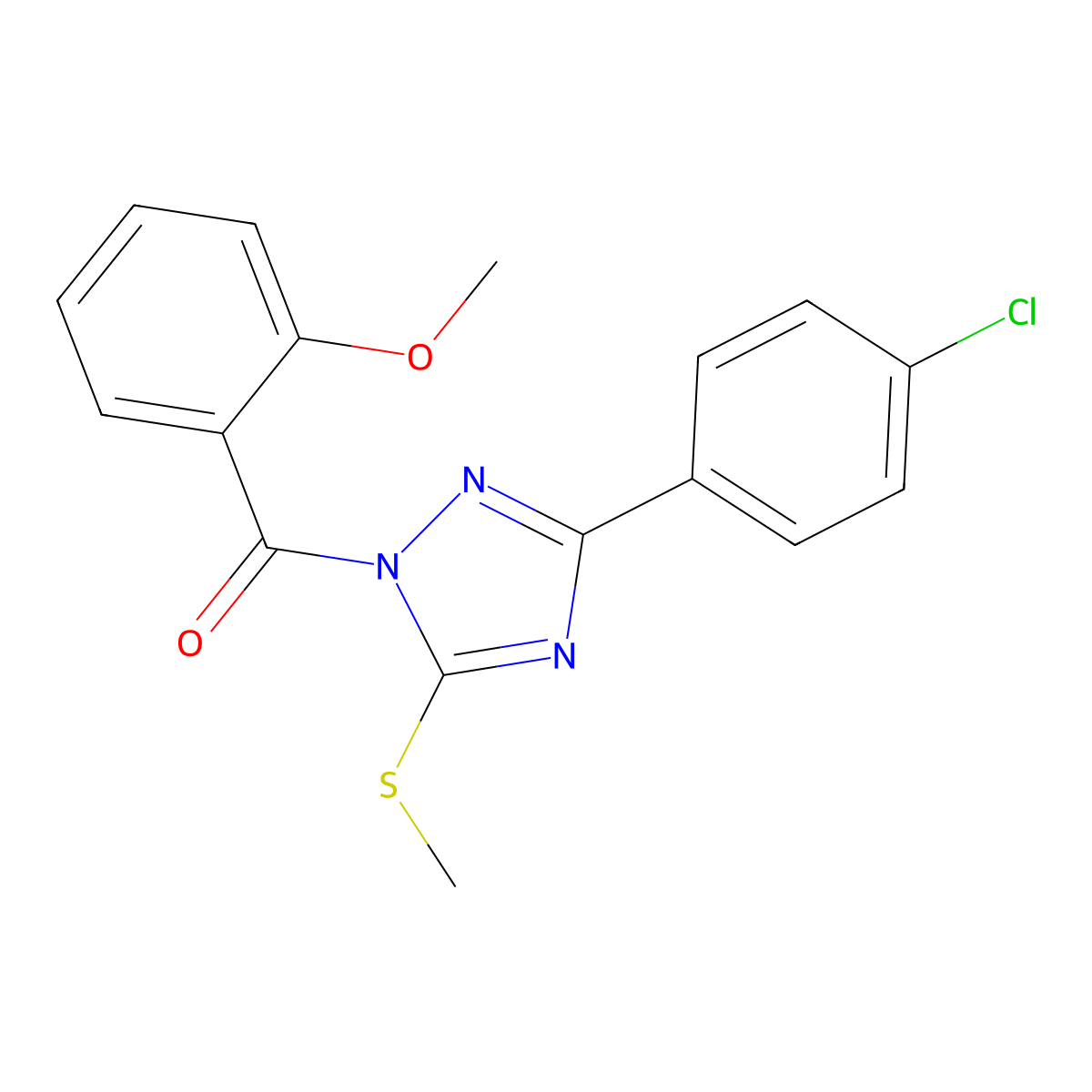 [3-(4-Chlorophenyl)-5-methylsulfanyl-1,2,4-triazol-1-yl]-(2-methoxyphenyl)methanone molecular structure, CAS 694466-87-0