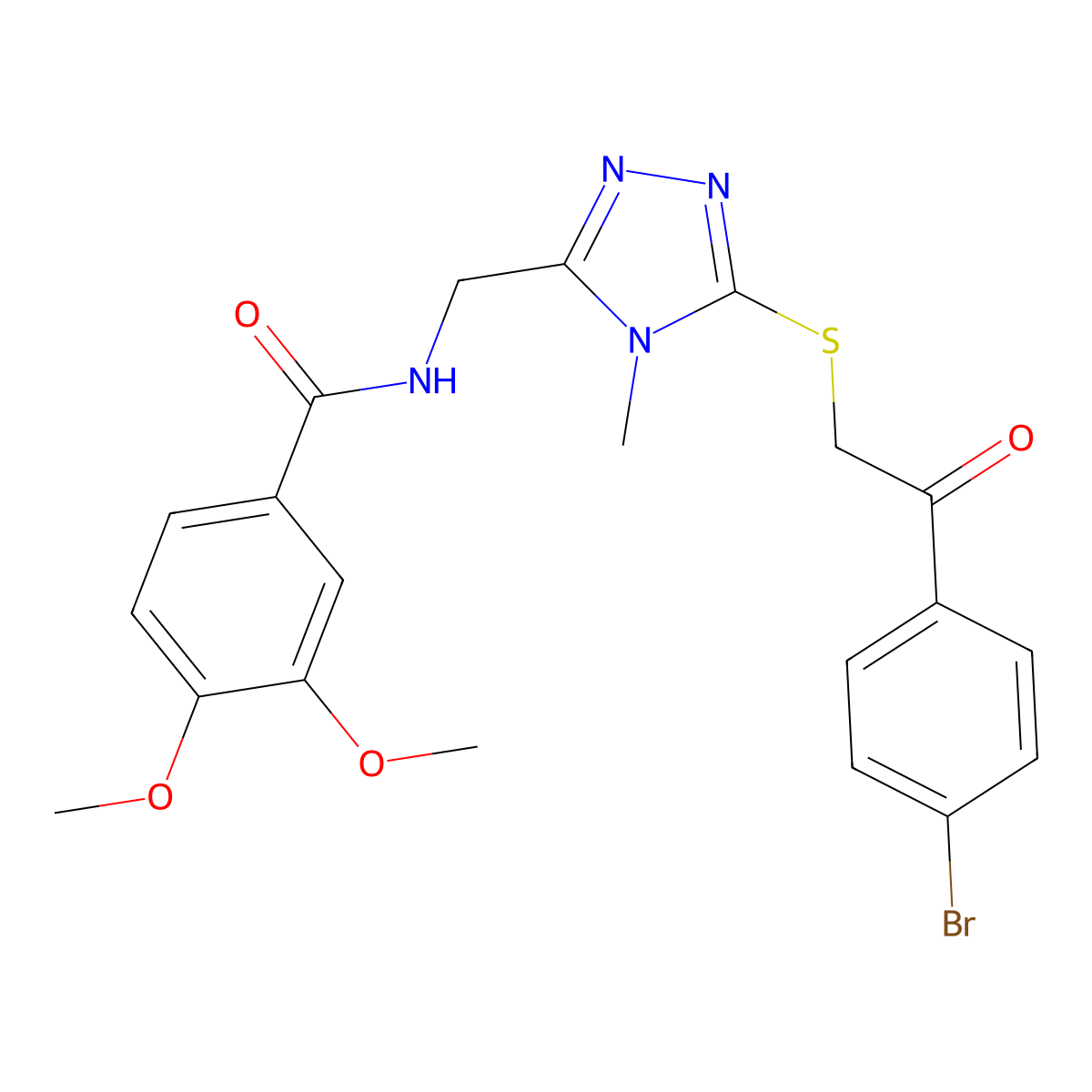 N-[[5-[2-(4-bromophenyl)-2-oxoethyl]sulfanyl-4-methyl-1,2,4-triazol-3-yl]methyl]-3,4-dimethoxybenzamide molecular structure, CAS 694466-96-1