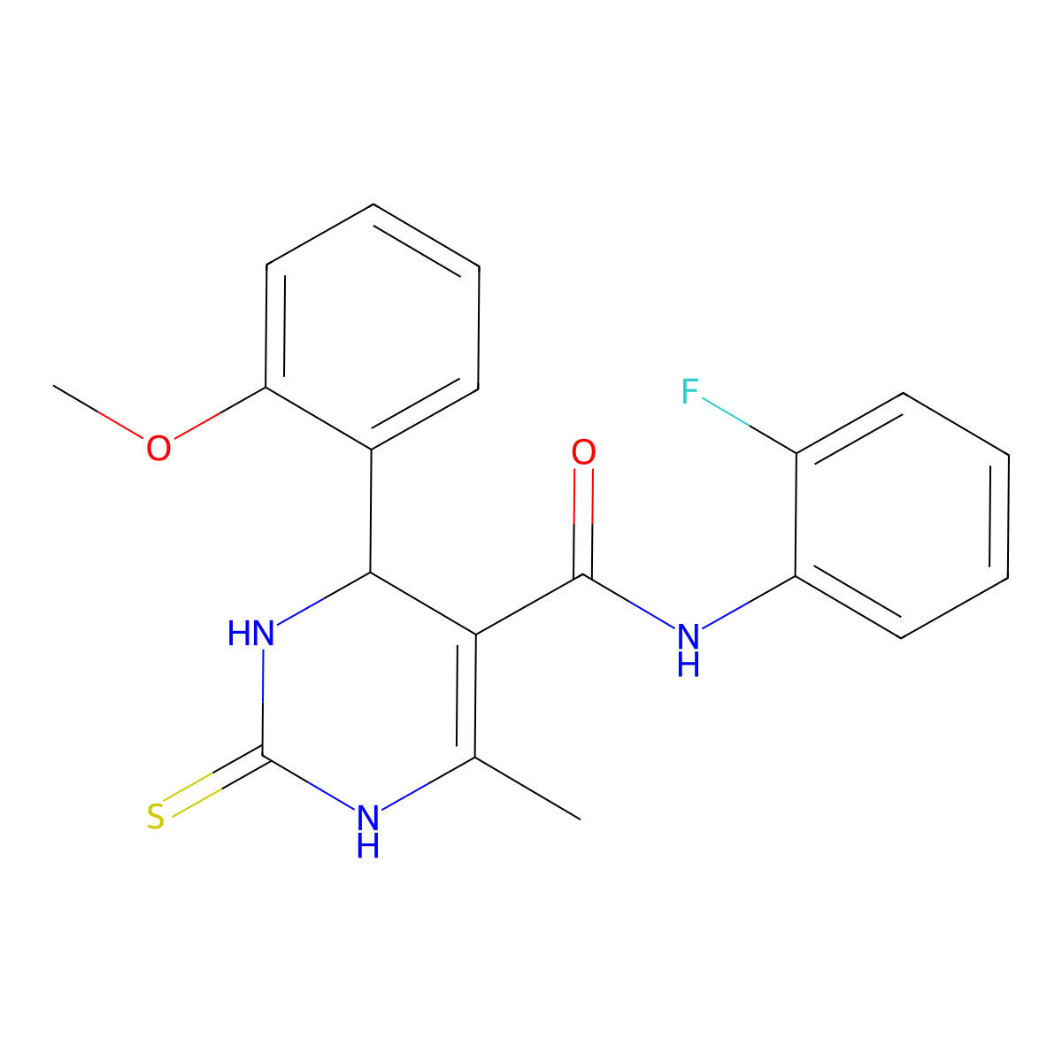 N-(2-fluorophenyl)-4-(2-methoxyphenyl)-6-methyl-2-thioxo-1,2,3,4-tetrahydropyrimidine-5-carboxamide molecular structure, CAS 694467-13-5