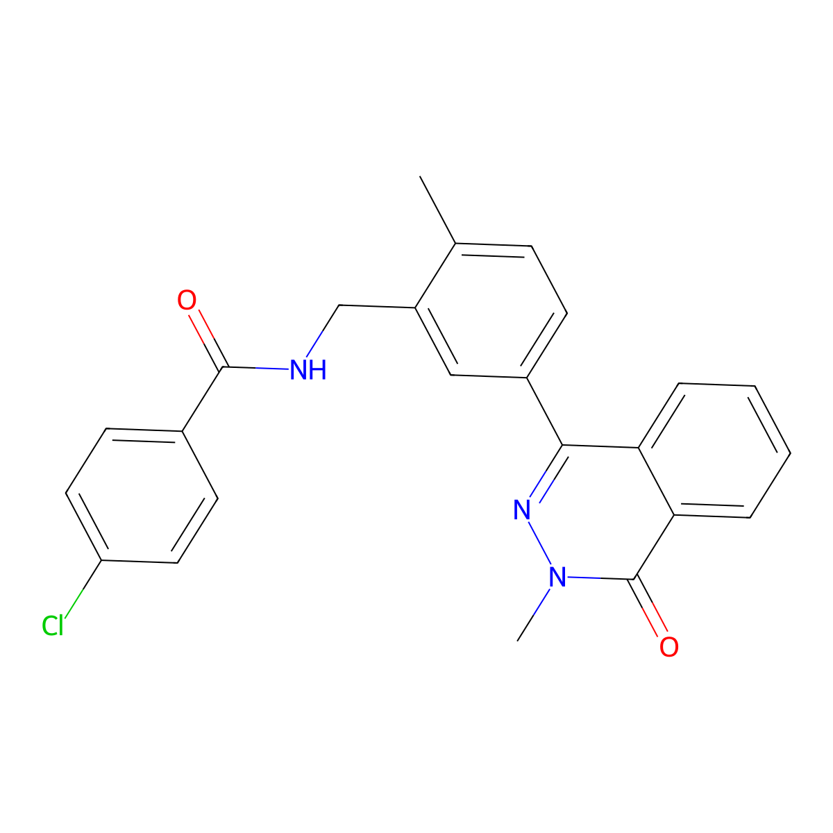 4-chloro-N-[[2-methyl-5-(3-methyl-4-oxophthalazin-1-yl)phenyl]methyl]benzamide molecular structure, CAS 694467-27-1