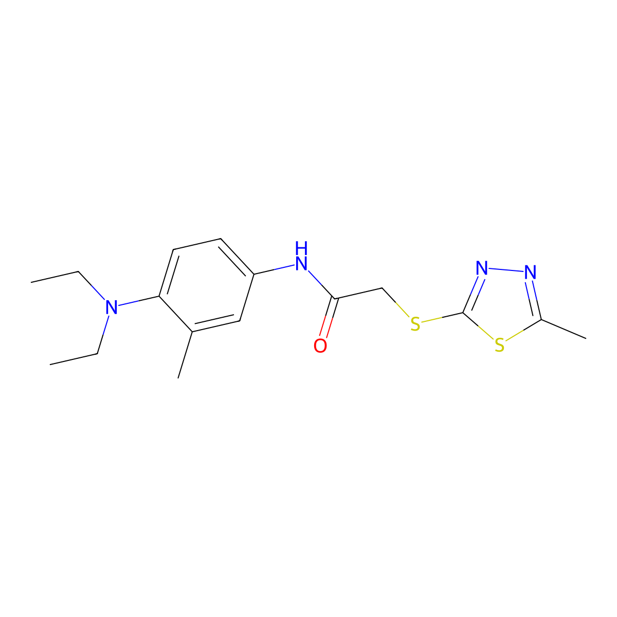 N-[4-(diethylamino)-3-methylphenyl]-2-[(5-methyl-1,3,4-thiadiazol-2-yl)sulfanyl]acetamide molecular structure, CAS 694467-32-8