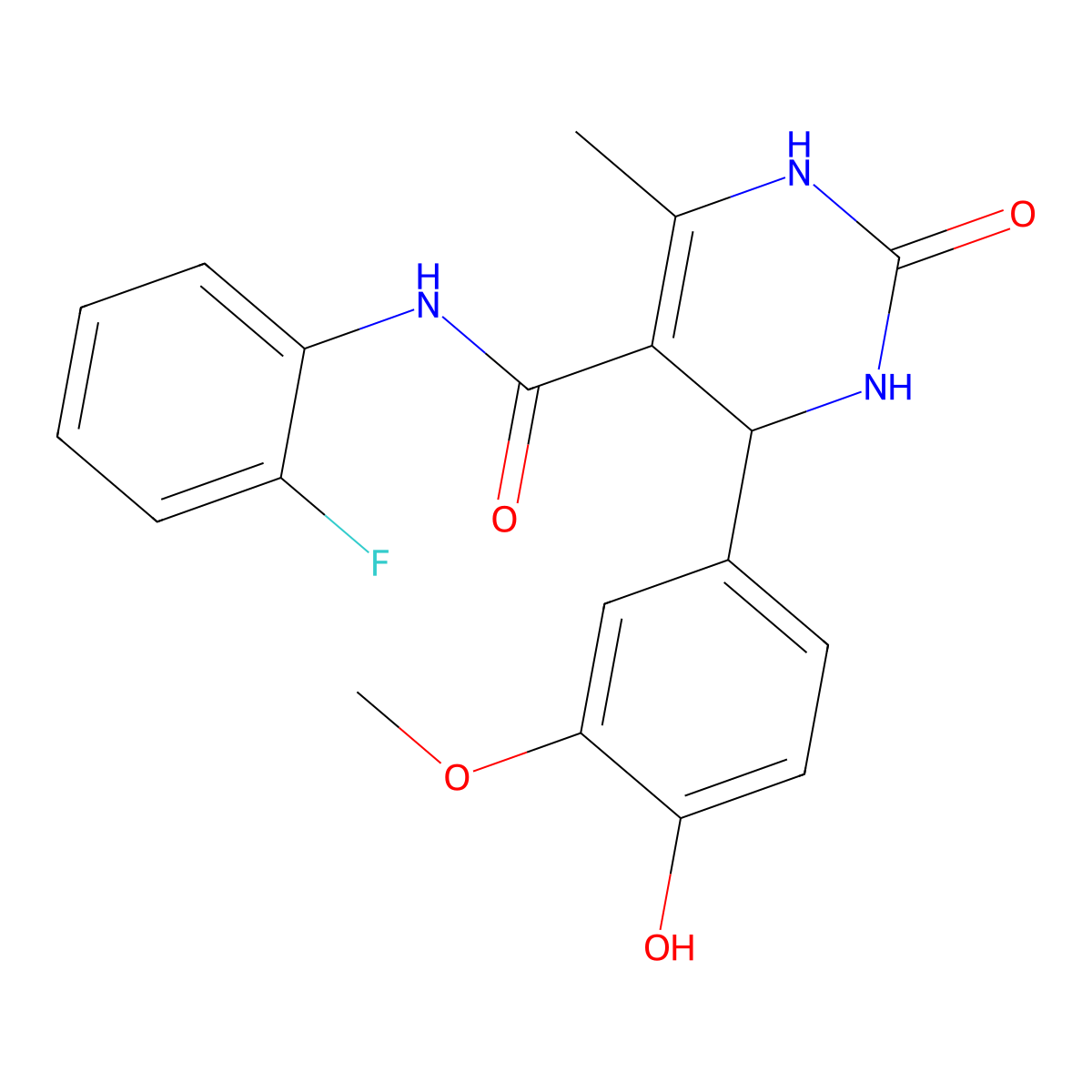 N-(2-fluorophenyl)-4-(4-hydroxy-3-methoxyphenyl)-6-methyl-2-oxo-1,2,3,4-tetrahydropyrimidine-5-carboxamide molecular structure, CAS 694467-40-8