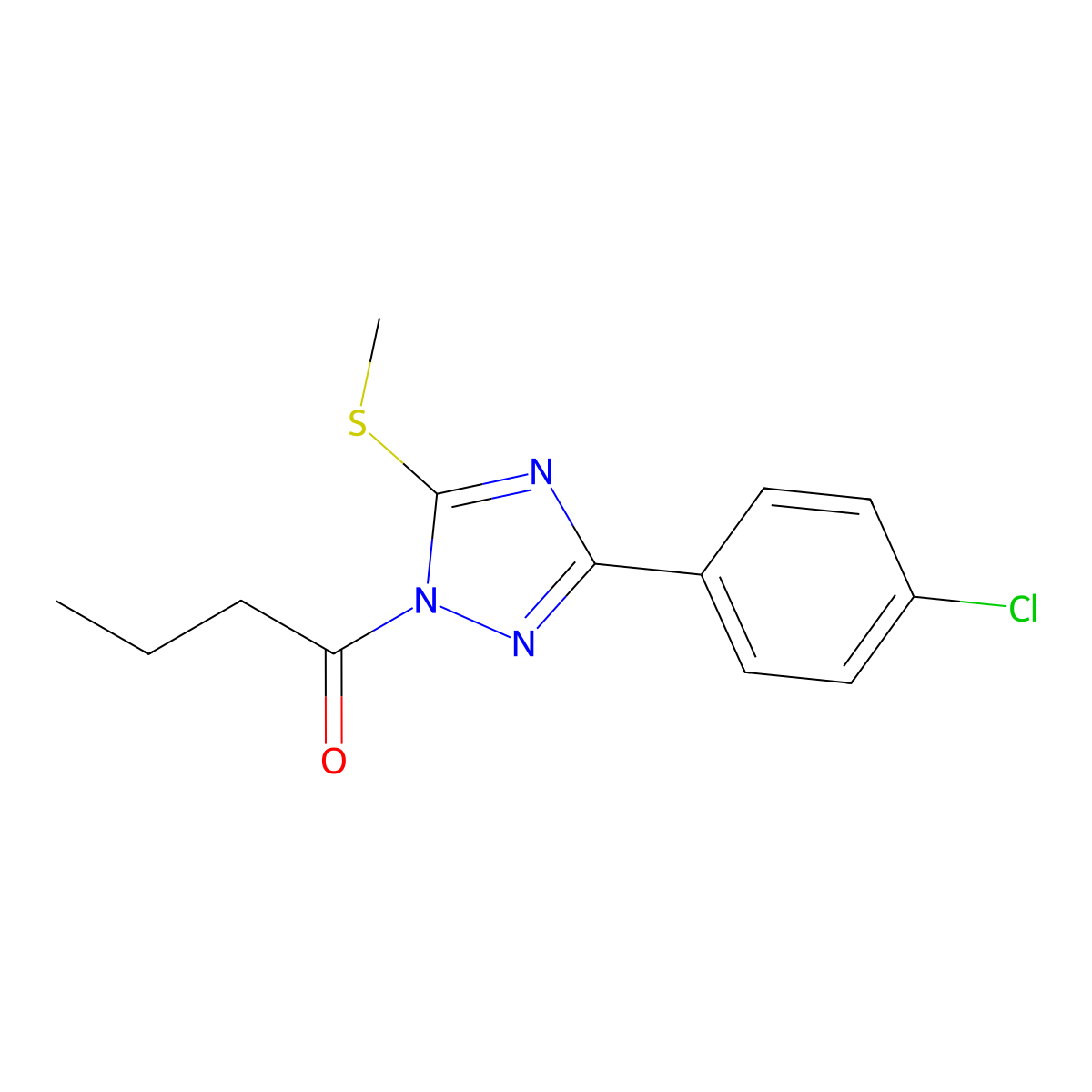 1-[3-(4-Chlorophenyl)-5-(methylthio)-1,2,4-triazol-1-yl]-1-butanone molecular structure, CAS 694467-46-4