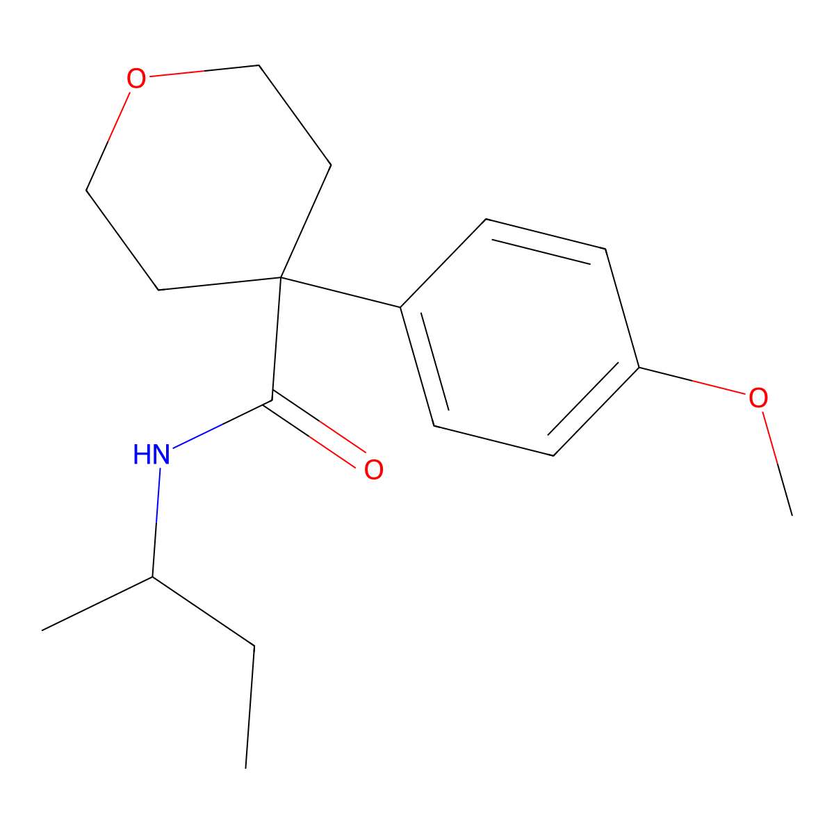 N-butan-2-yl-4-(4-methoxyphenyl)oxane-4-carboxamide molecular structure, CAS 694467-47-5