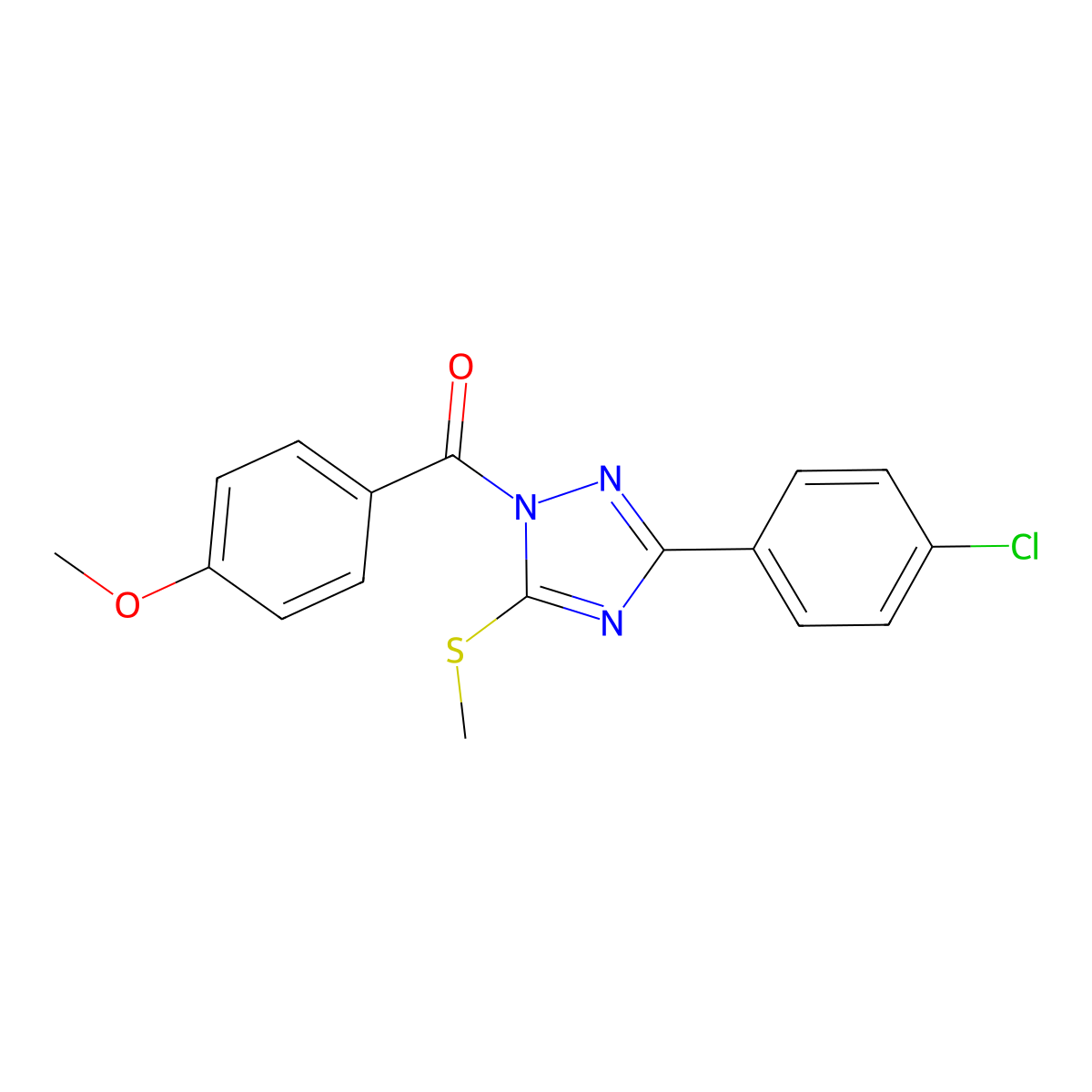 [3-(4-Chlorophenyl)-5-methylsulfanyl-1,2,4-triazol-1-yl]-(4-methoxyphenyl)methanone molecular structure, CAS 694467-71-5