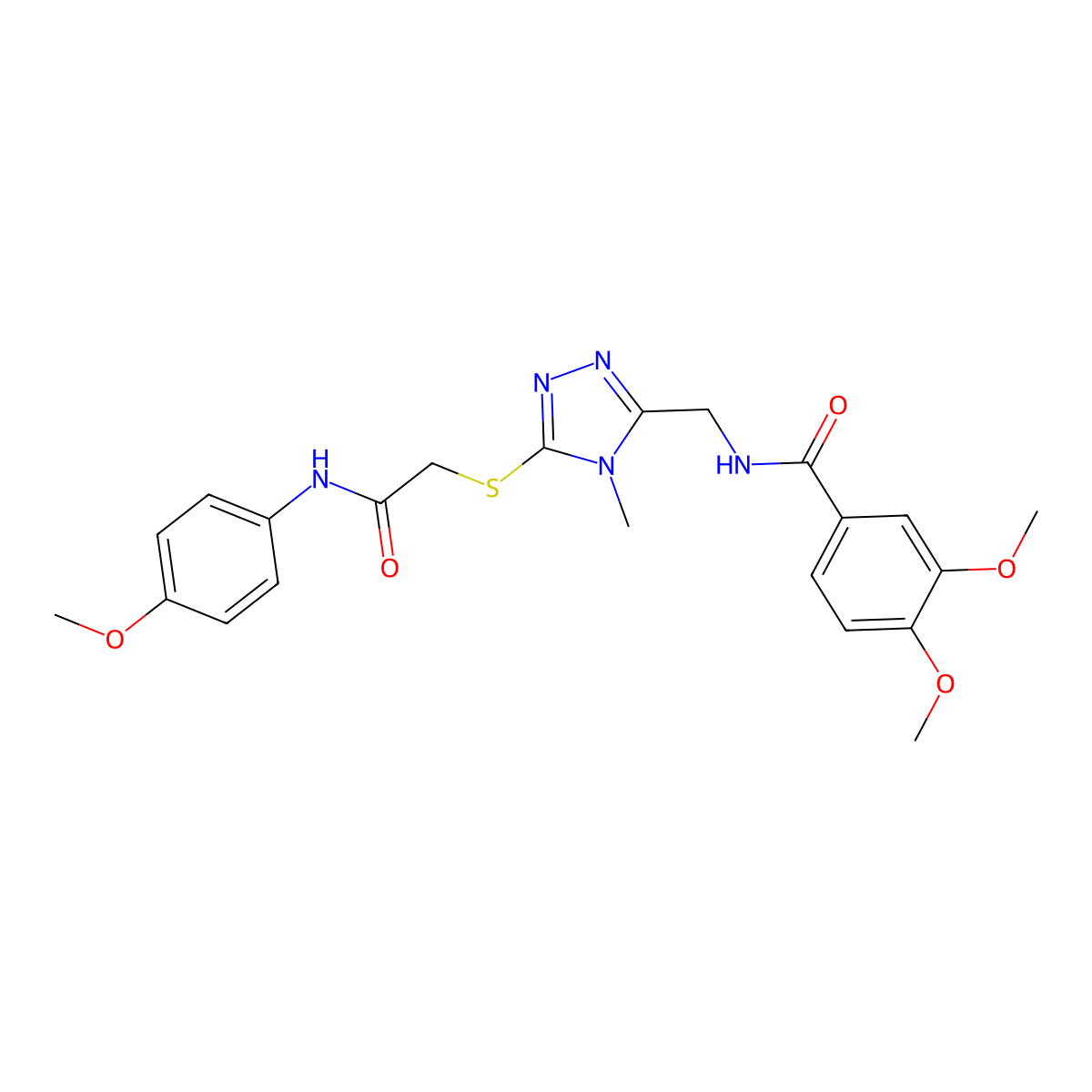 3,4-dimethoxy-N-[[5-[2-(4-methoxyanilino)-2-oxoethyl]sulfanyl-4-methyl-1,2,4-triazol-3-yl]methyl]benzamide molecular structure, CAS 694467-72-6