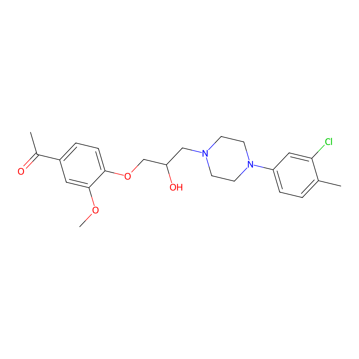 1-(4-{3-[4-(3-Chloro-4-methylphenyl)piperazin-1-yl]-2-hydroxypropoxy}-3-methoxyphenyl)ethan-1-one molecular structure, CAS 694467-92-0